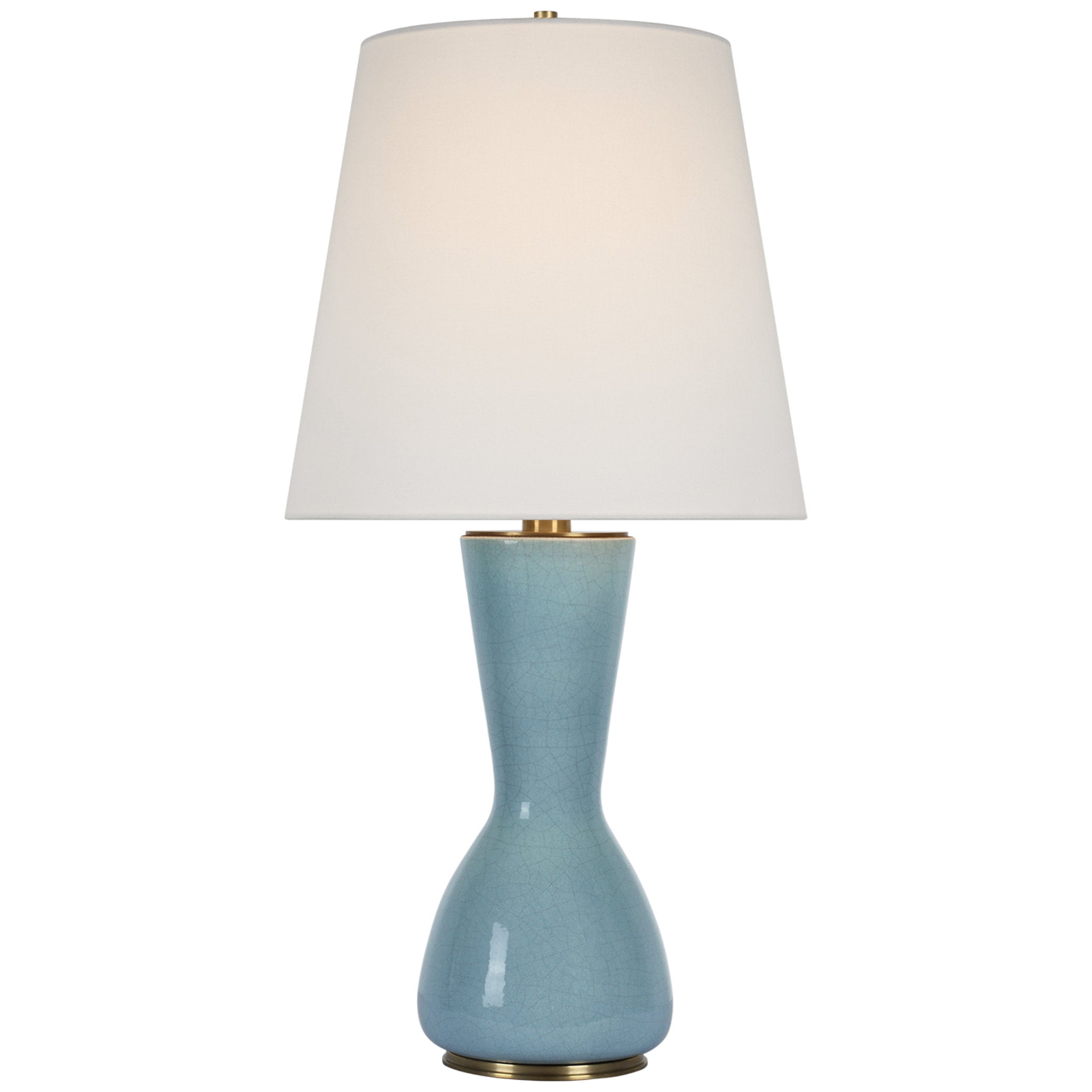 Thomas O'Brien Jess 29" Table Lamp in Crackled Robin with Linen Shade W14" x H28.5"