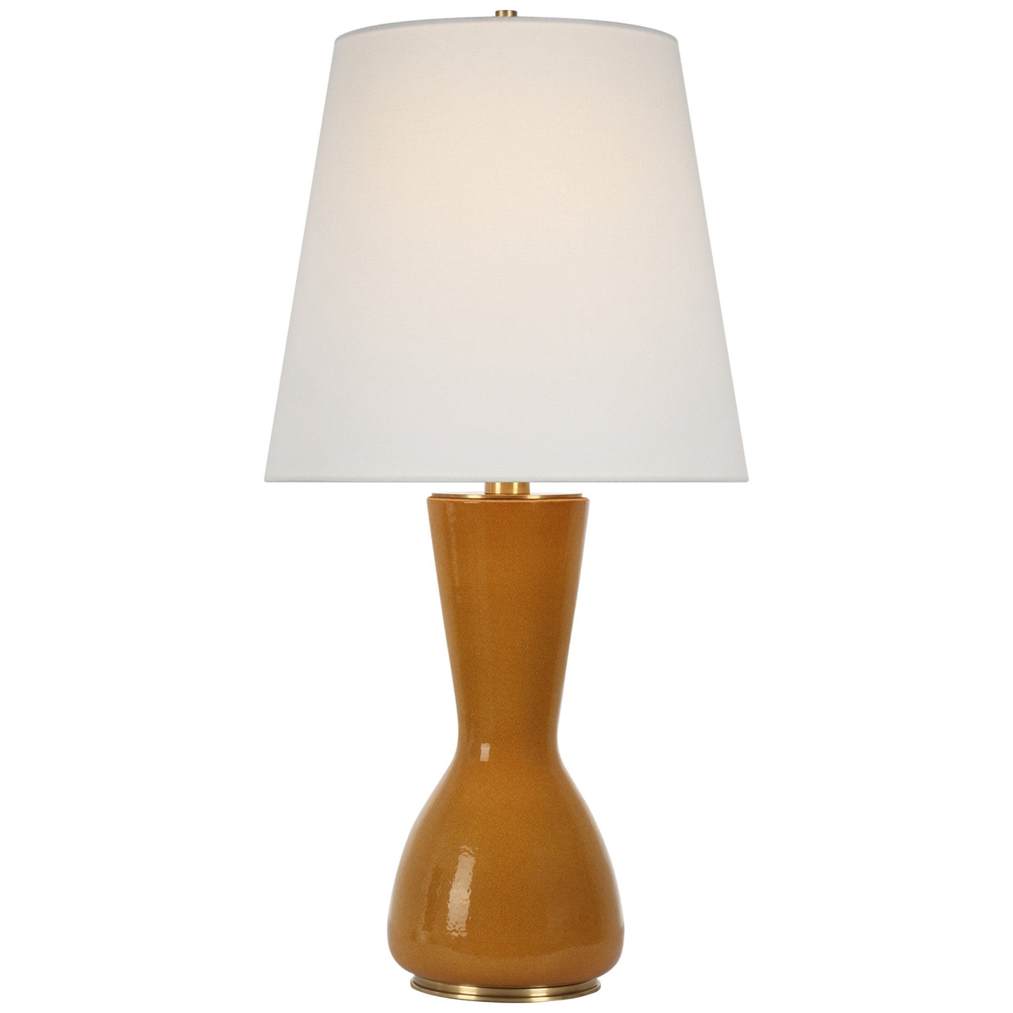 Thomas O'Brien Jess 29" Table Lamp in Crackled Sienna with Linen Shade W14" x H28.5"