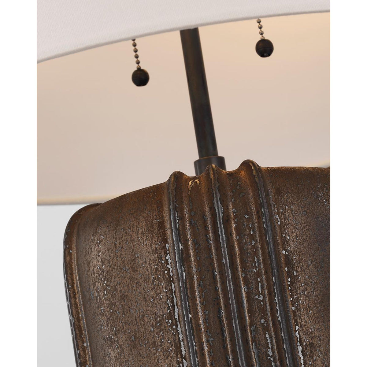 Thomas O'Brien Minx Large Table Lamp in Crystal Bronze with Linen Shade W17.5" x H31.25"