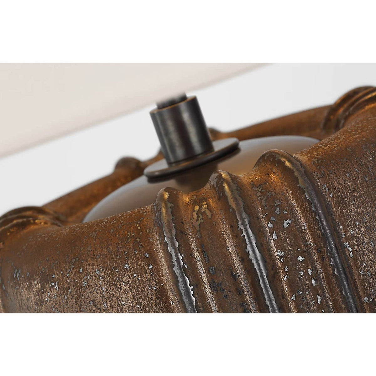Thomas O'Brien Minx Large Table Lamp in Crystal Bronze with Linen Shade W17.5" x H31.25"