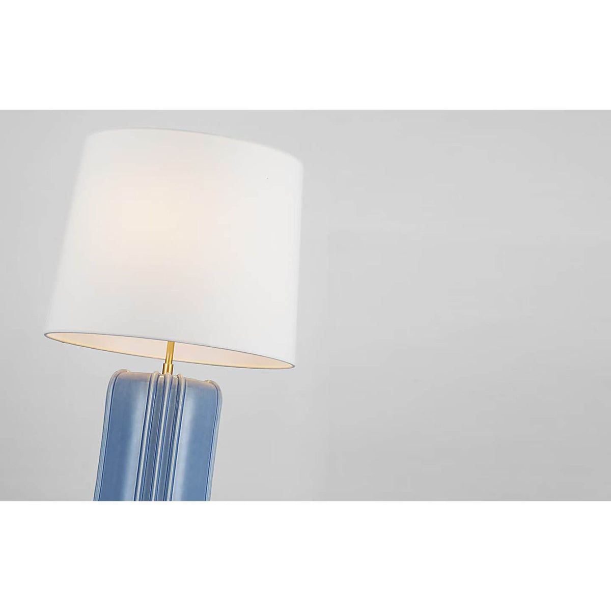 Thomas O'Brien Minx Large Table Lamp in Polar Blue Crackle with Linen Shade W17.5" x H31.25"