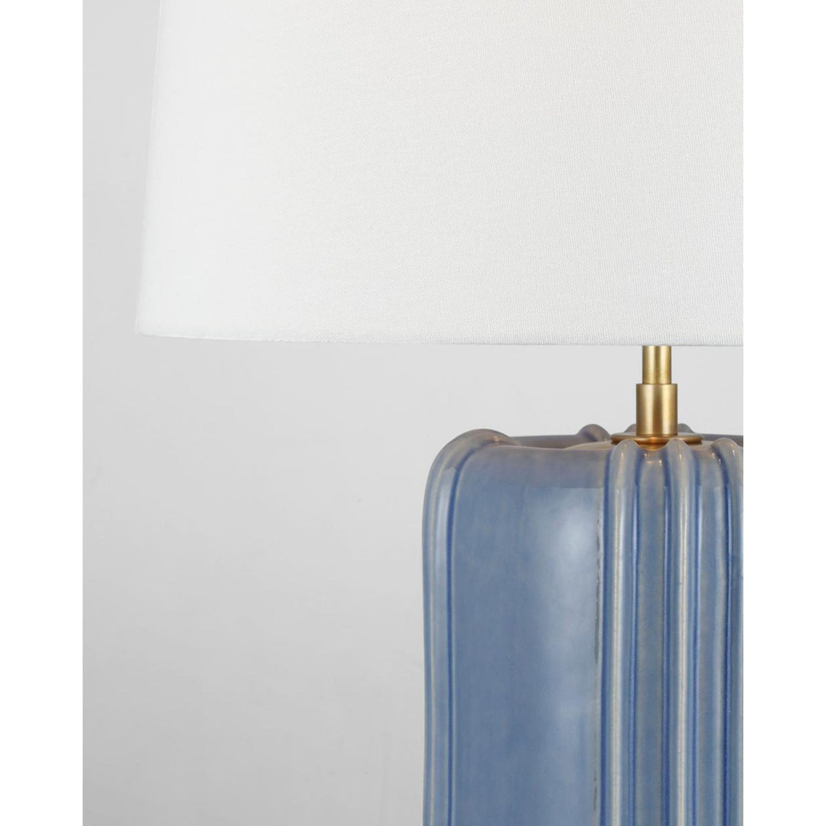 Thomas O'Brien Minx Large Table Lamp in Polar Blue Crackle with Linen Shade W17.5" x H31.25"