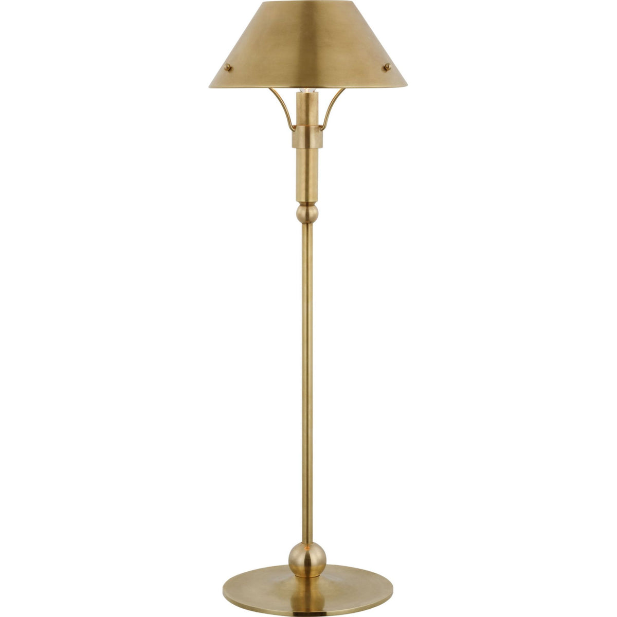 Thomas O'Brien Turlington Medium Table Lamp in Hand-Rubbed Antique Brass with Hand-Rubbed Antique Brass Shade W8.75" x H26.75"