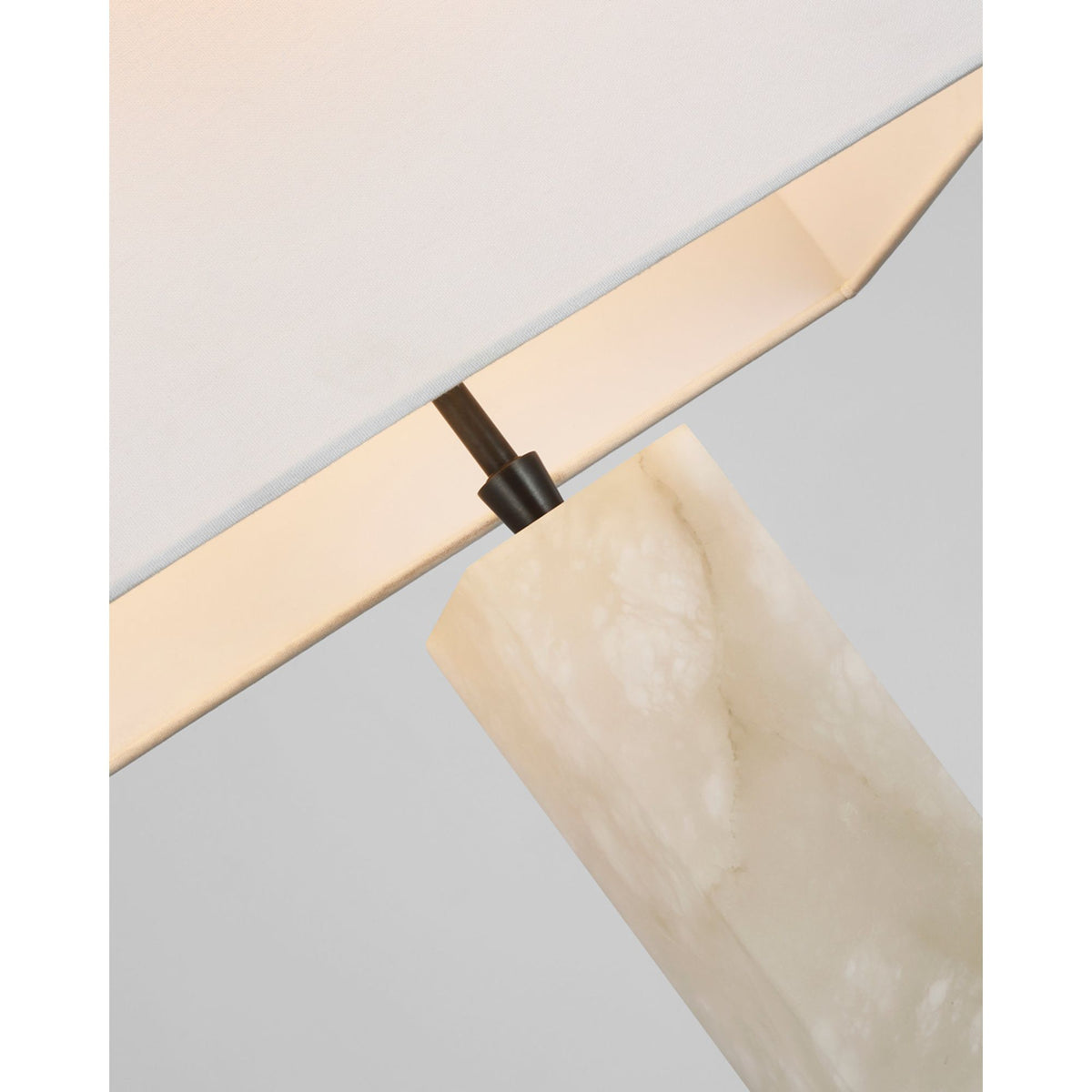 Thomas O'Brien Gironde Large Table Lamp in Alabaster and Bronze with Linen Shade W17" x H31.25"
