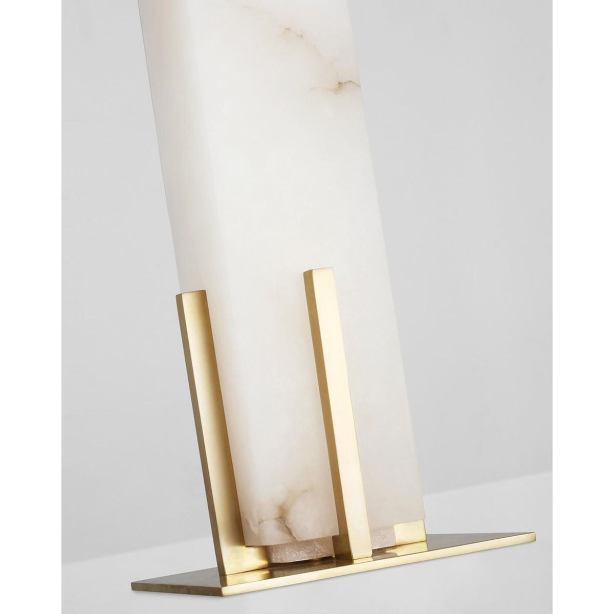 Thomas O'Brien Gironde Large Table Lamp in Alabaster and Hand-Rubbed Antique Brass with Linen Shade W17" x H31.25"