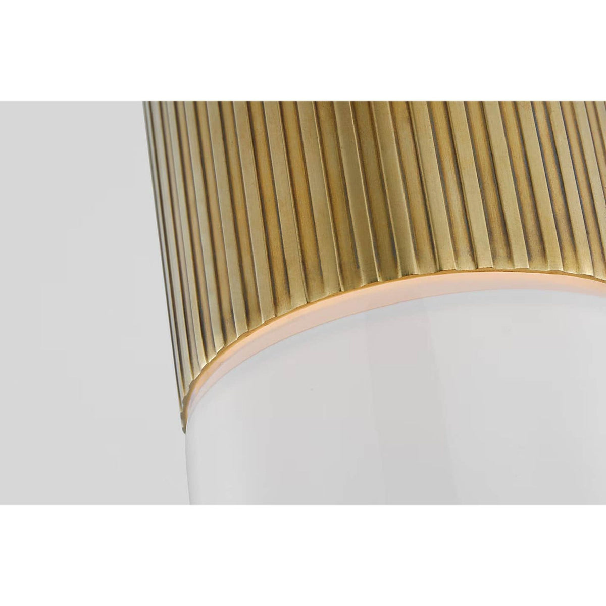 Thomas O'Brien Ace Mini Monopoint Flush Mount in Hand-Rubbed Antique Brass with White Glass W3.25" x H10.75"