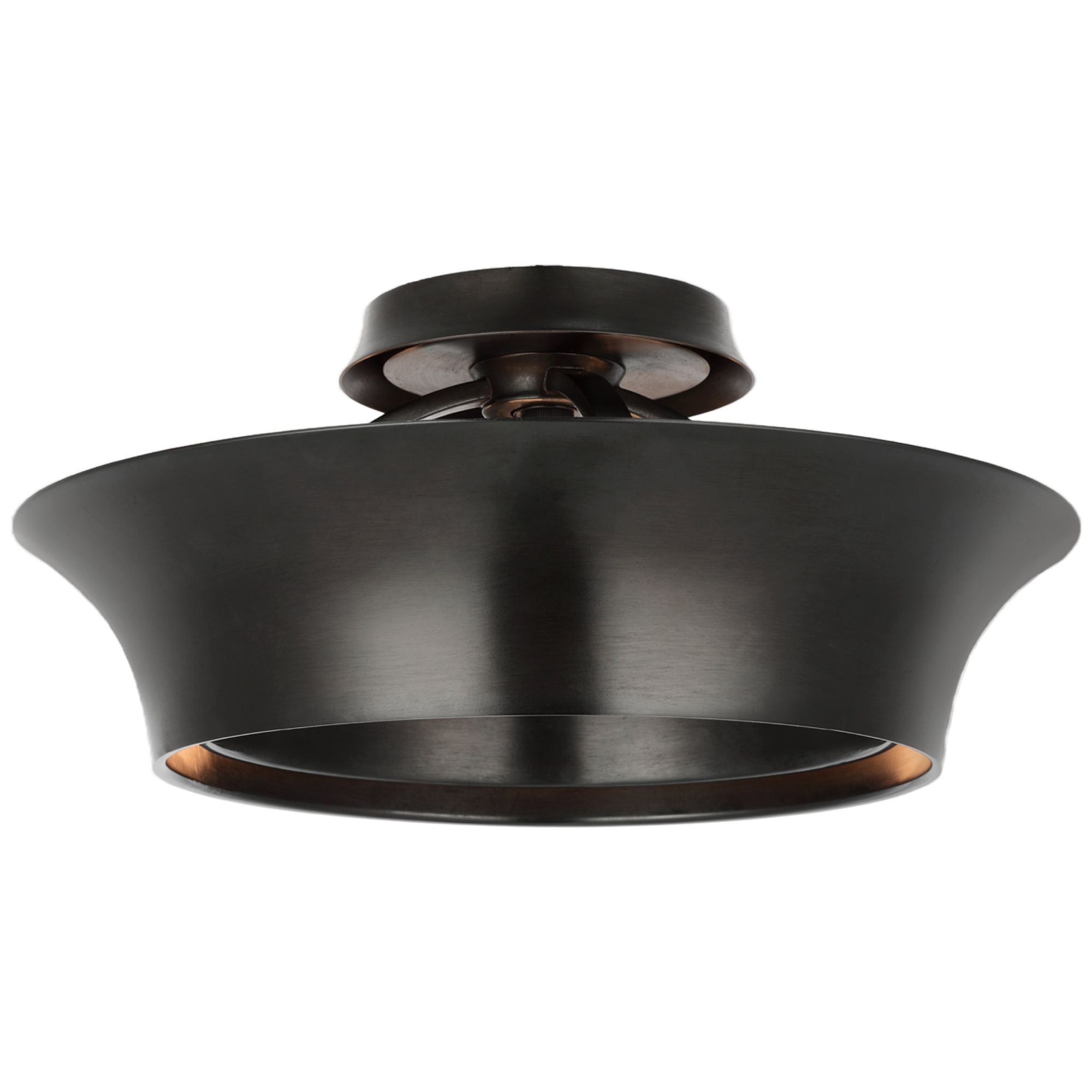 Thomas O'Brien Garland 15" Dual Lit Ring Semi-Flush Mount in Aged Iron Ceiling Light W15" x H6.75"