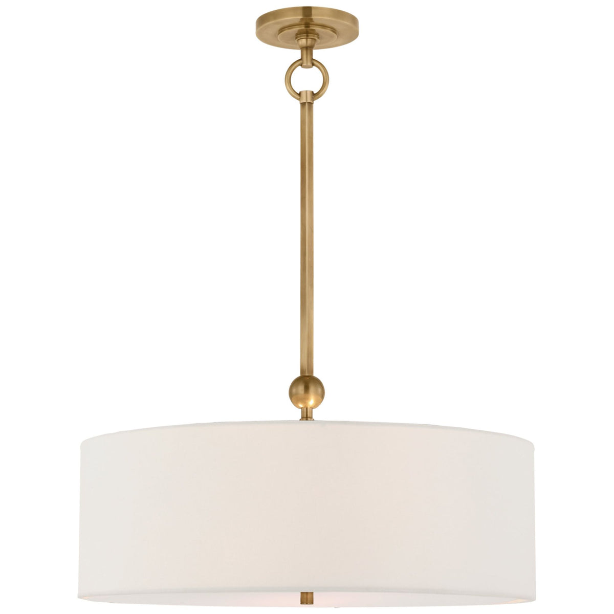 Thomas O'Brien Reed Hanging Shade in Hand-Rubbed Antique Brass with Linen Shade W22"