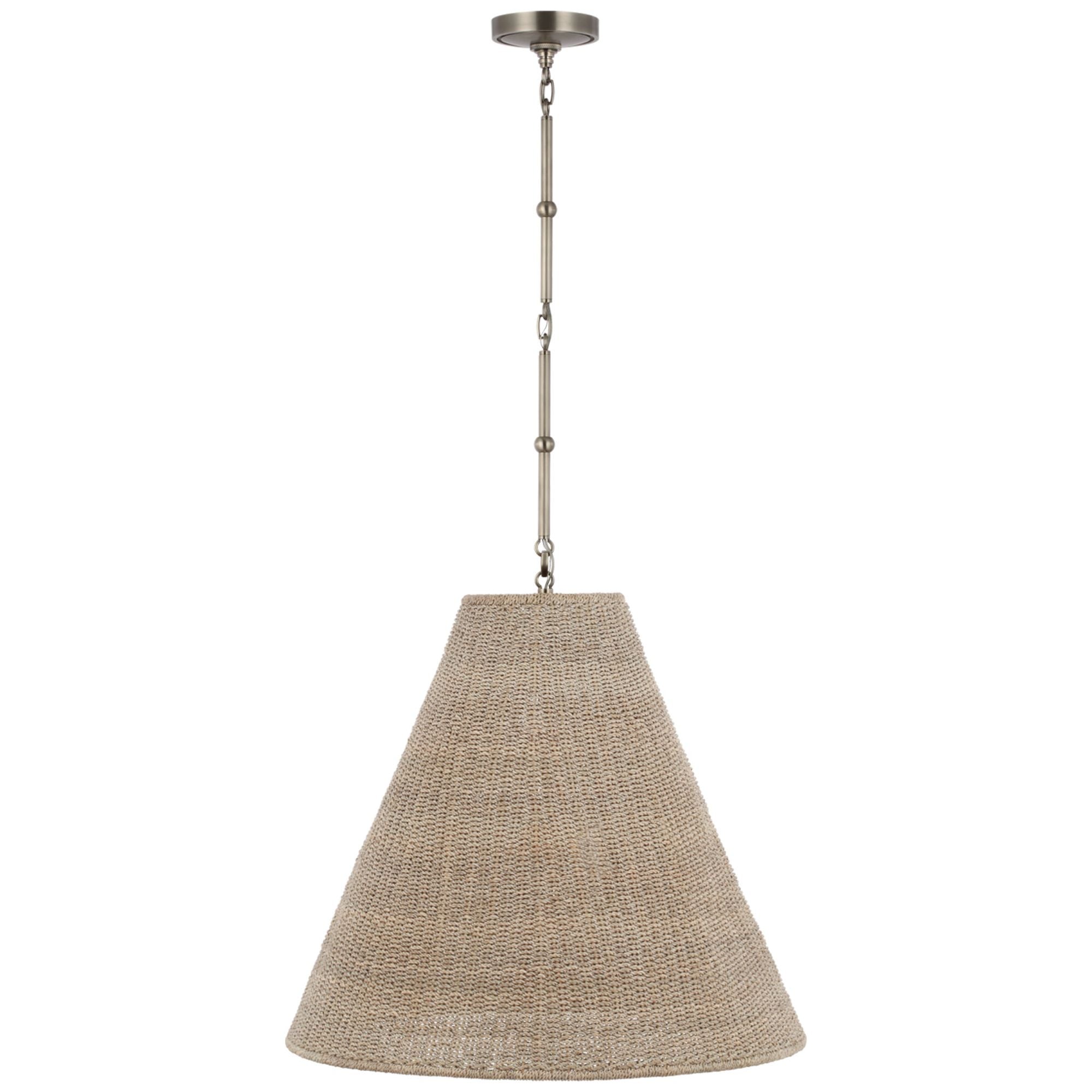 Thomas O'Brien Goodman Large Hanging Lamp in Antique Nickel with Ash Shade Ceiling Light W24"