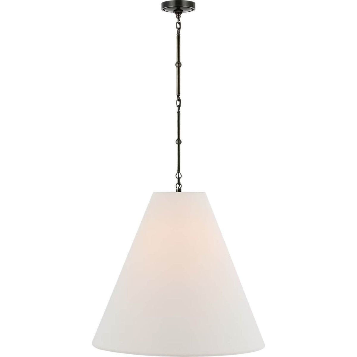 Thomas O'Brien Goodman Large Hanging Lamp in Bronze with Linen Shade W24"