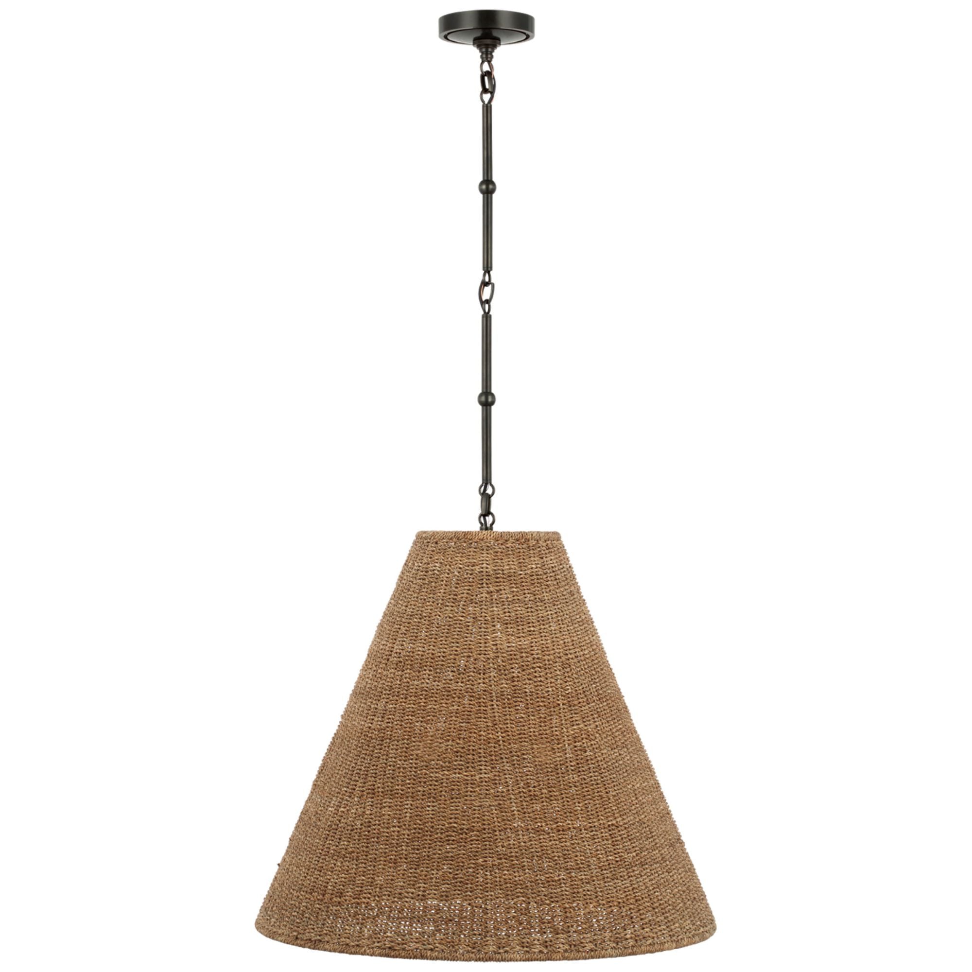 Thomas O'Brien Goodman Large Hanging Lamp in Bronze with Toast Shade Ceiling Light W24"