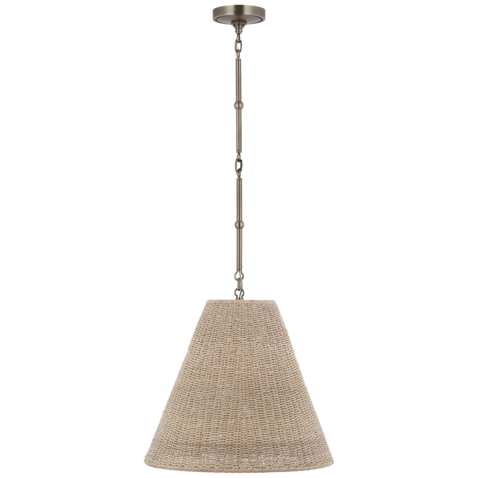 Thomas O'Brien Goodman Medium Hanging Light in Antique Nickel with Ash Shade Ceiling Light W18"
