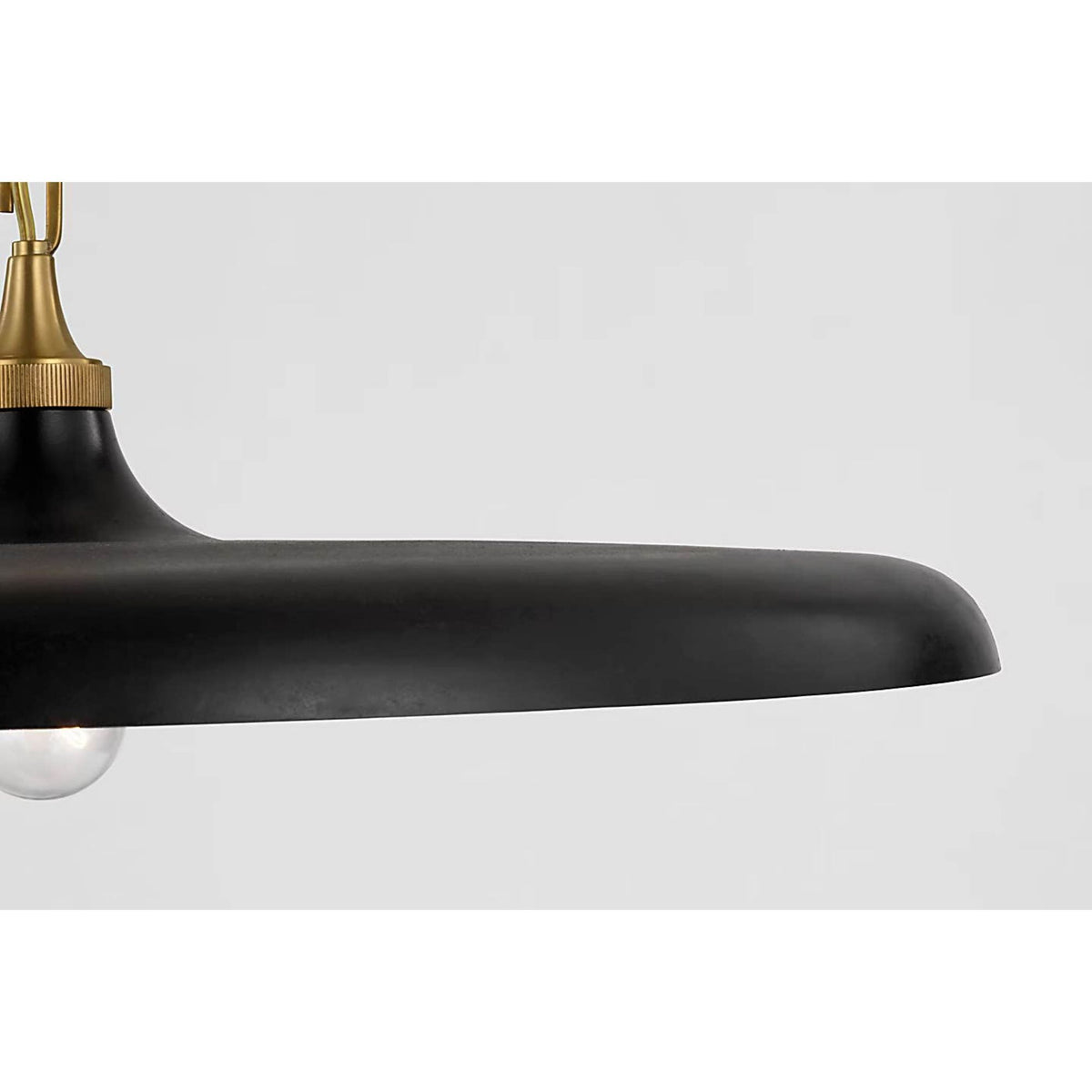 Thomas O'Brien Piatto Large Pendant in Hand-Rubbed Antique Brass with Aged Iron Shade W24" x H6.75"