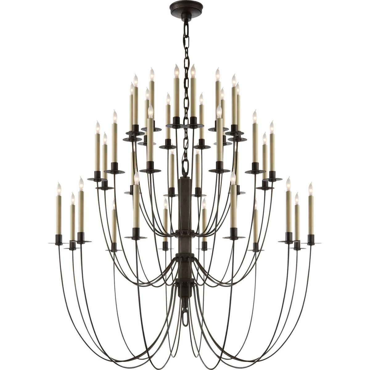 Thomas O'Brien Erika Three-Tier Chandelier in Aged Iron W39.5" x H38.75"
