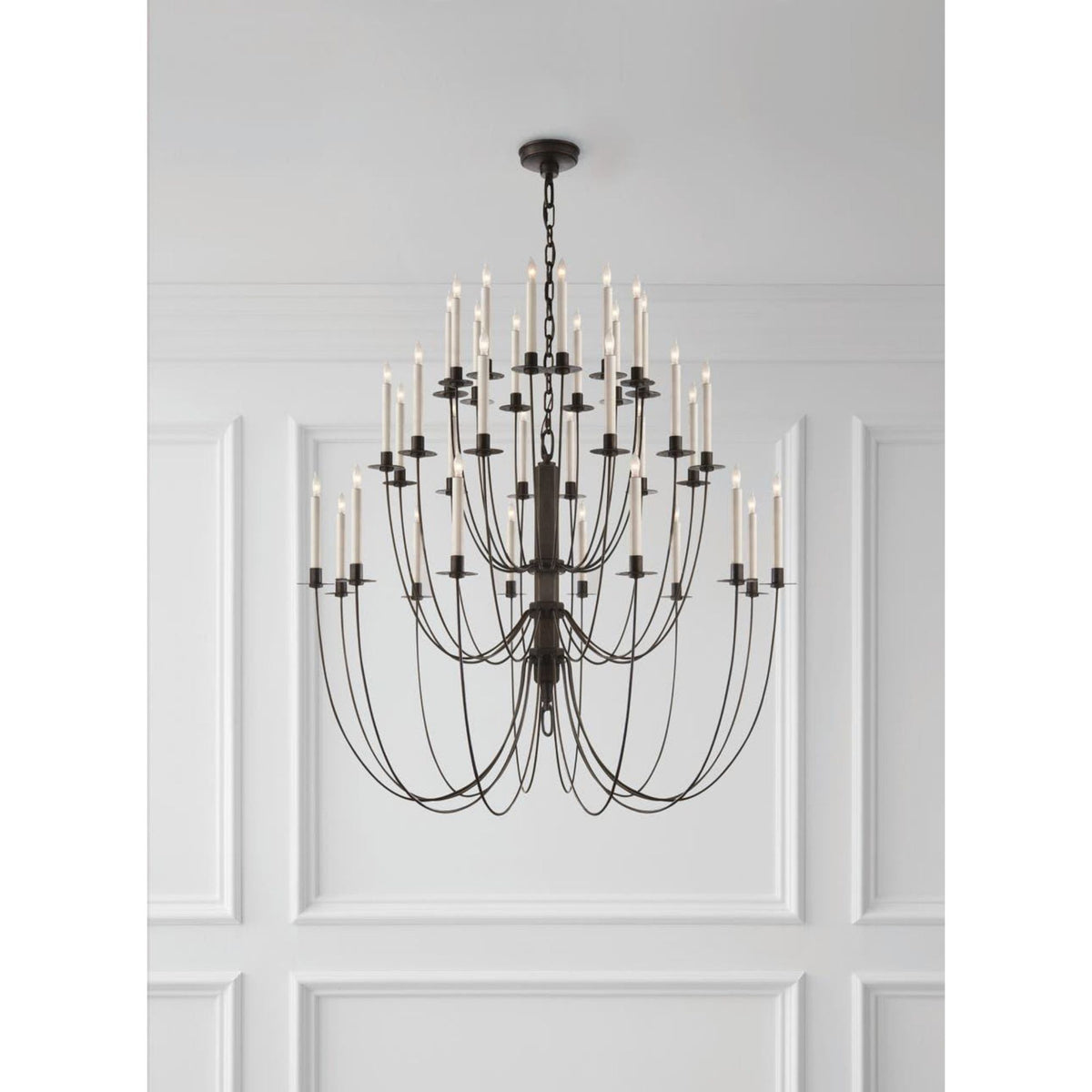 Thomas O'Brien Erika Three-Tier Chandelier in Aged Iron W39.5" x H38.75"