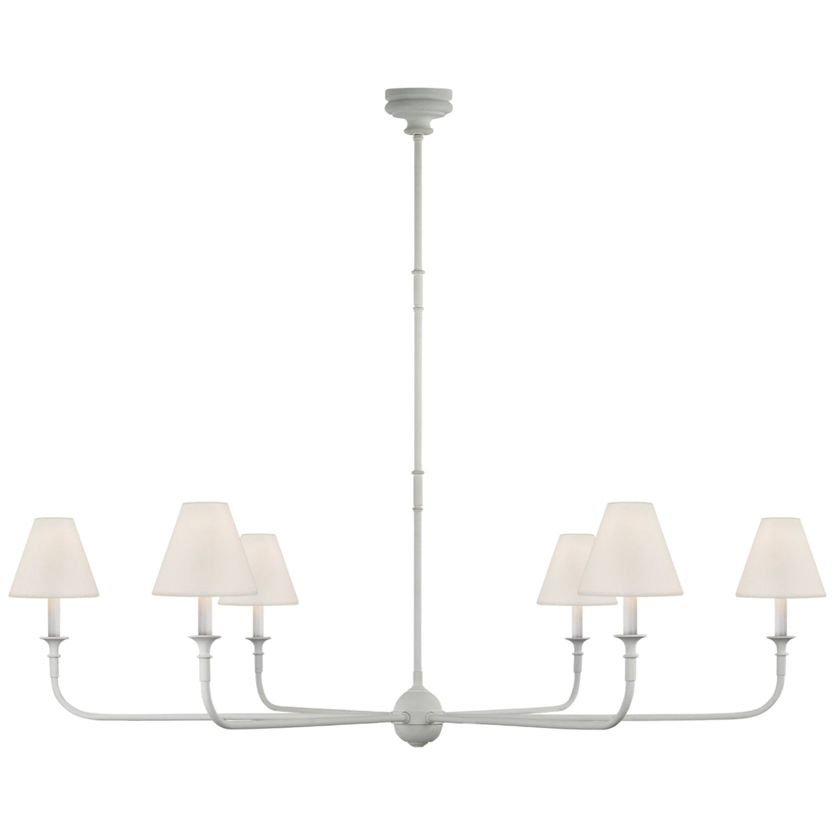 Thomas O'Brien Piaf Grande Chandelier in Plaster White with Linen Shades W58"