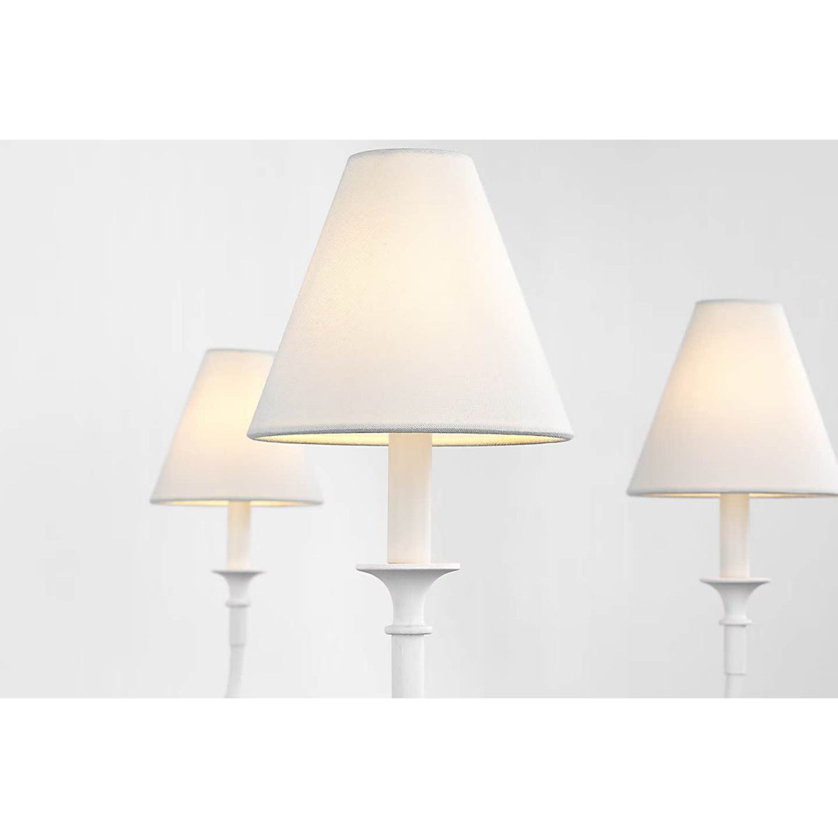 Thomas O'Brien Piaf Grande Chandelier in Plaster White with Linen Shades W58"