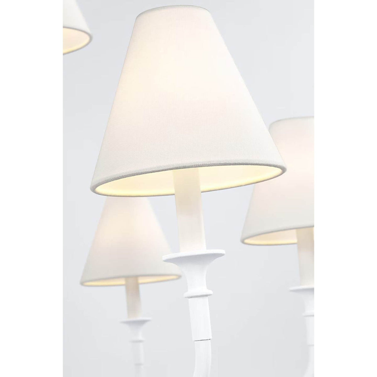 Thomas O'Brien Piaf Grande Two-Tier Chandelier in Plaster White with Linen Shades W58"