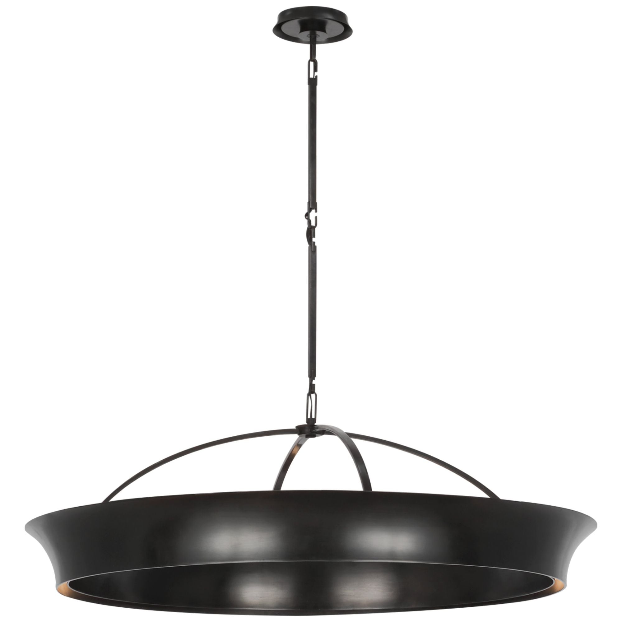 Thomas O'Brien Garland 40" Dual Lit Ring Chandelier in Aged Iron Ceiling Light W40"