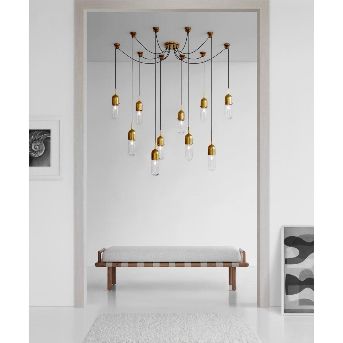 Thomas O'Brien Junio 10-Light Chandelier in Hand-Rubbed Antique Brass with Clear Glass W9.5" (Configurable)