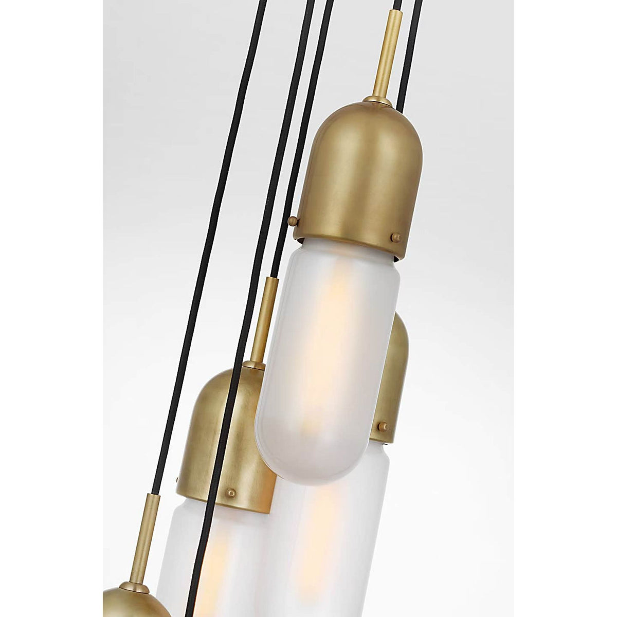 Thomas O'Brien Junio 5-Light Chandelier in Hand-Rubbed Antique Brass with Frosted Glass W9.25" (Configurable)