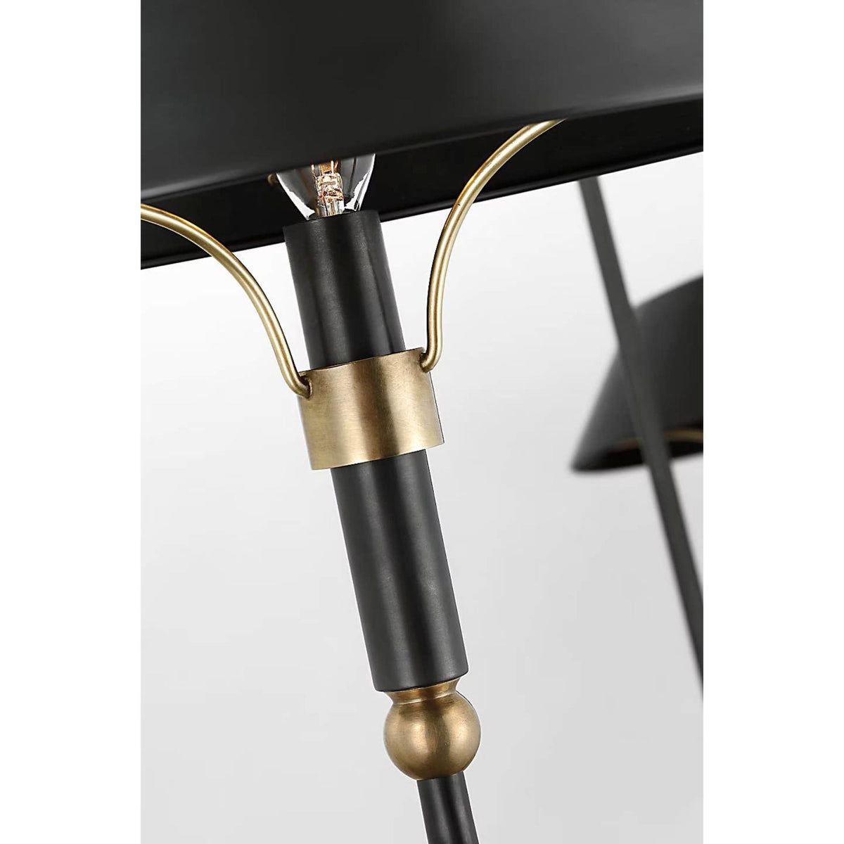 Thomas O'Brien Turlington XL Linear Chandelier in Bronze and Hand-Rubbed Antique Brass with Bronze Shade W12.5" x 68"