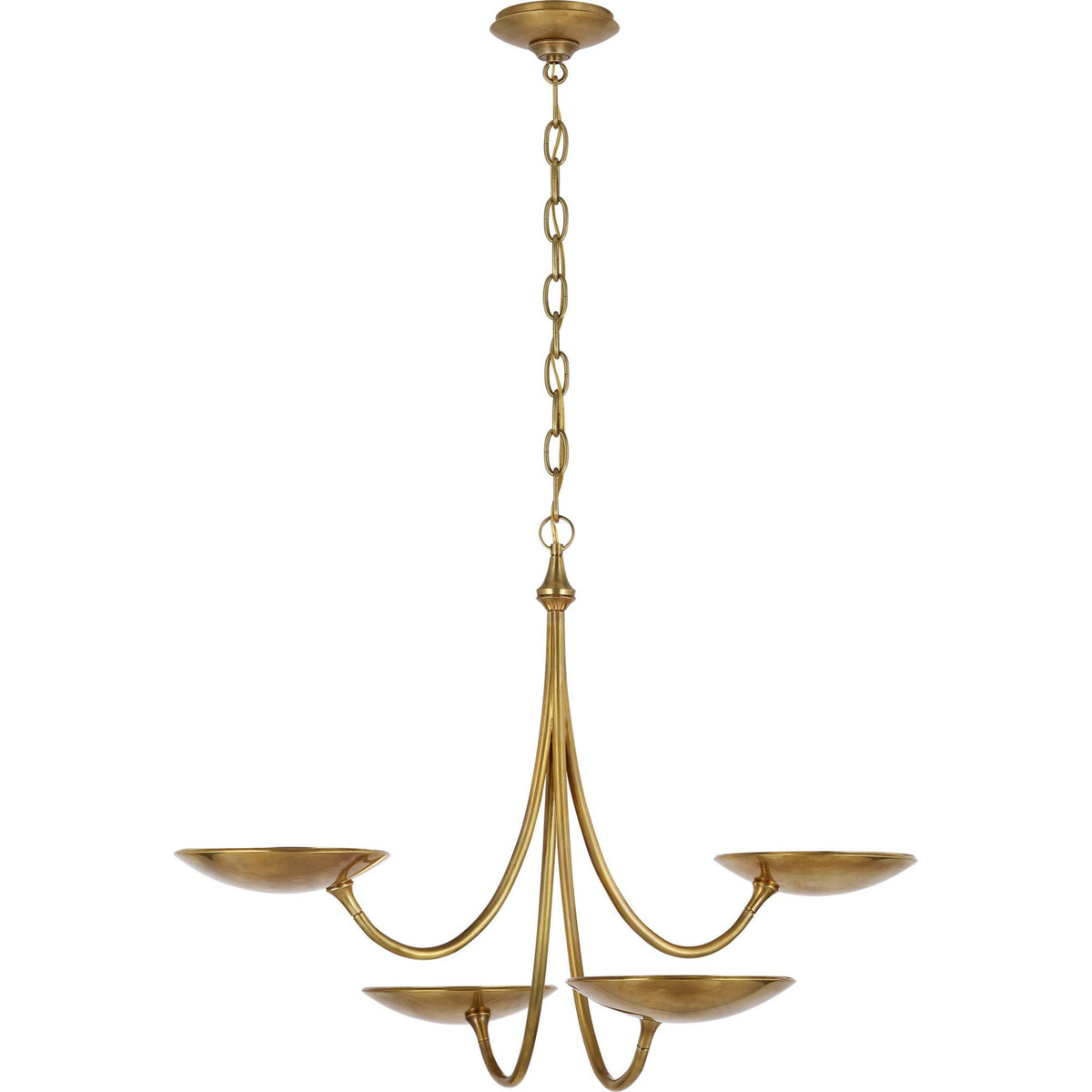 Thomas O'Brien Keira Medium Chandelier in Hand-Rubbed Antique Brass W29.75" x H22"