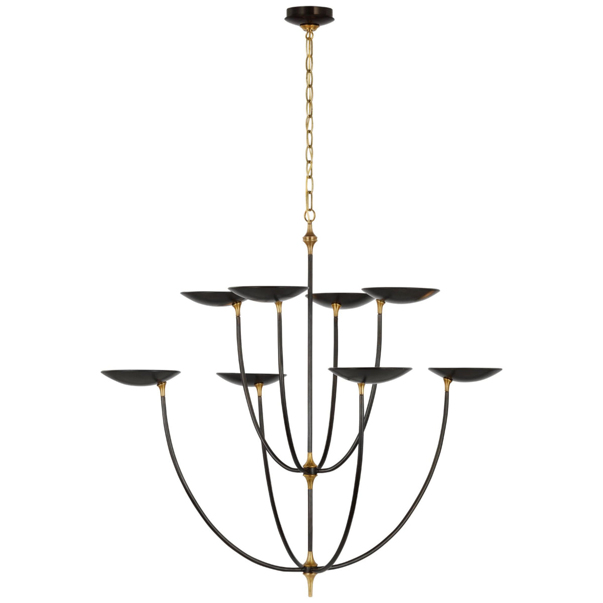Thomas O'Brien Keira XL Chandelier in Bronze and Hand-Rubbed Antique Brass W32" x H39.75"