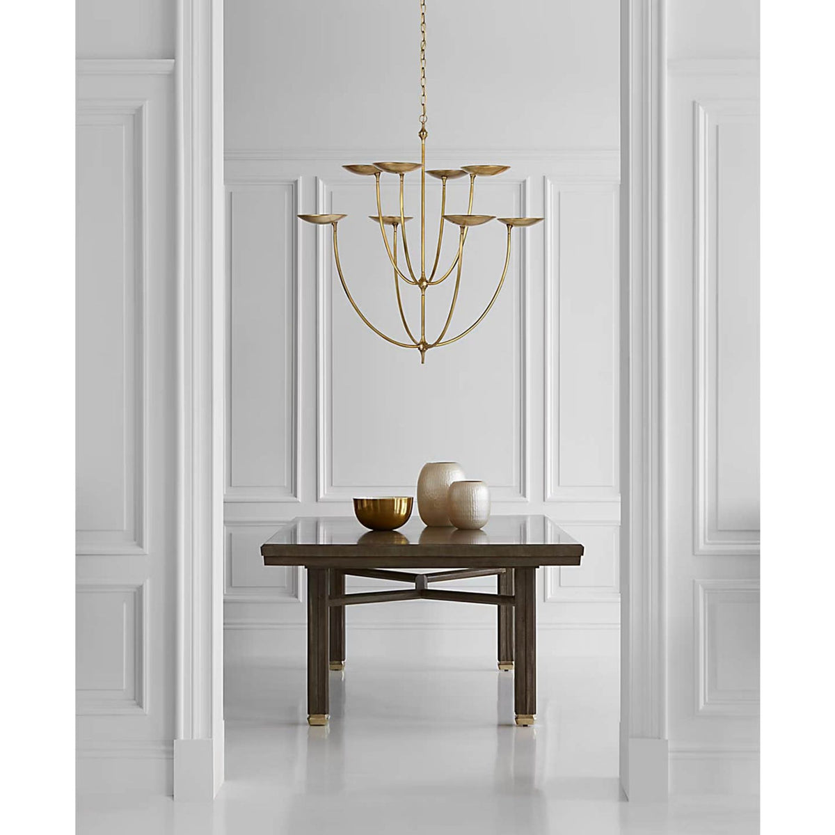 Thomas O'Brien Keira XL Chandelier in Hand-Rubbed Antique Brass W32" x H39.75"