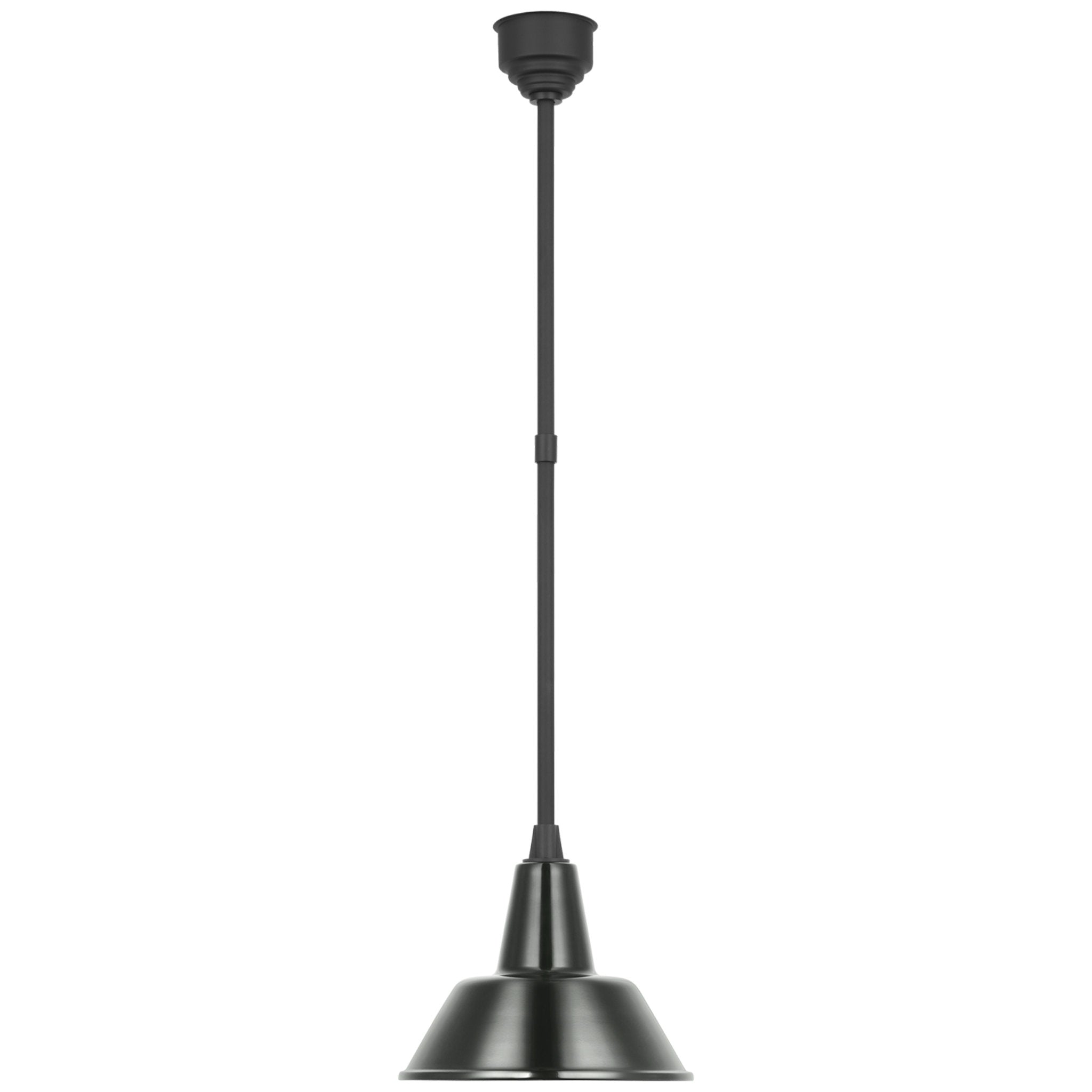 Thomas O'Brien Academy Pendant in Matte Black with 12.5" Green Bowers Shade Outdoor Lighting W12.5"