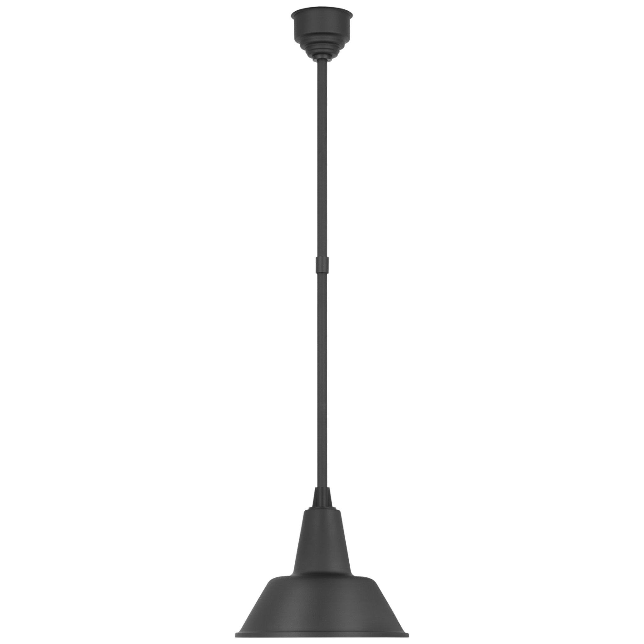 Thomas O'Brien Academy Pendant in Matte Black with 12.5" Bowers Shade Outdoor Lighting W12.5"