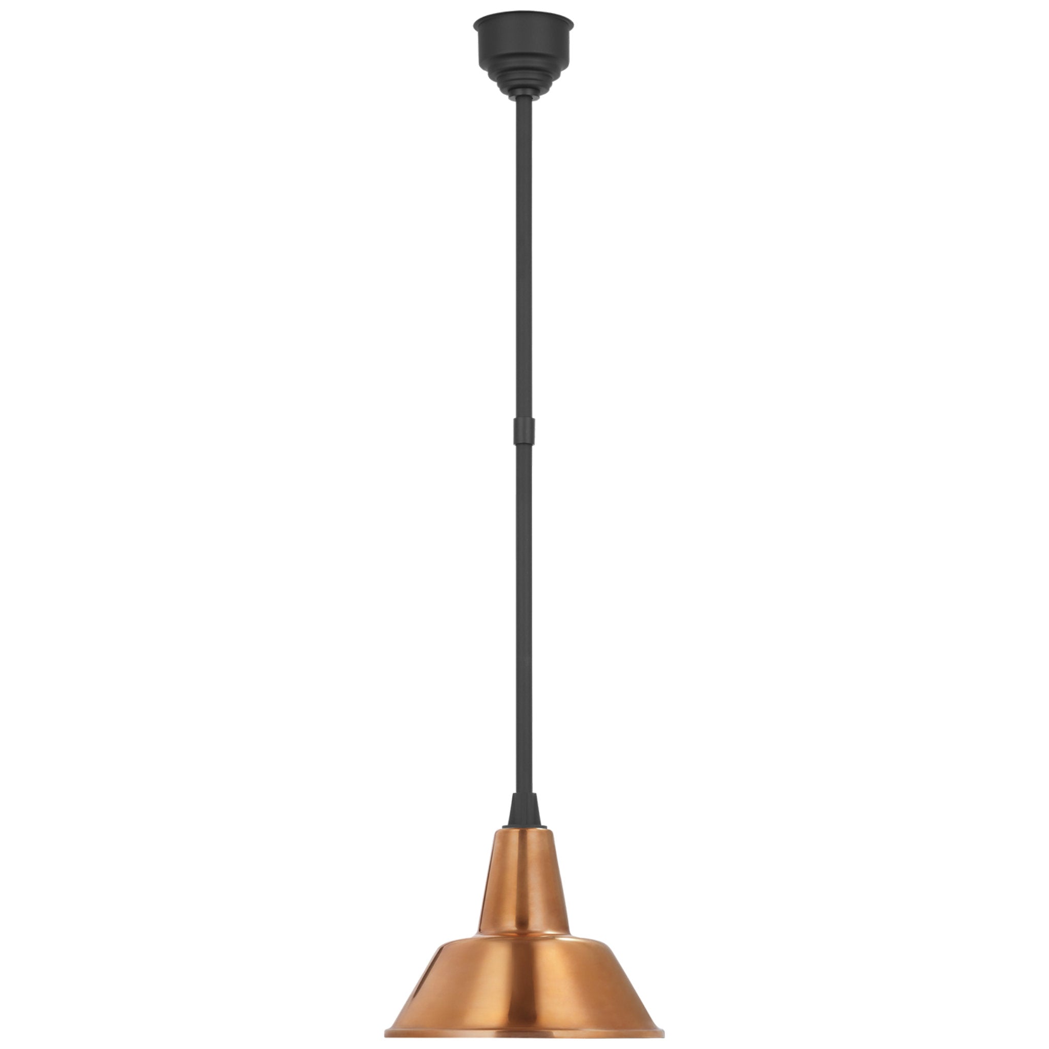 Thomas O'Brien Academy Pendant in Matte Black with 12.5" Soft Copper Bowers Shade Outdoor Lighting W12.5"