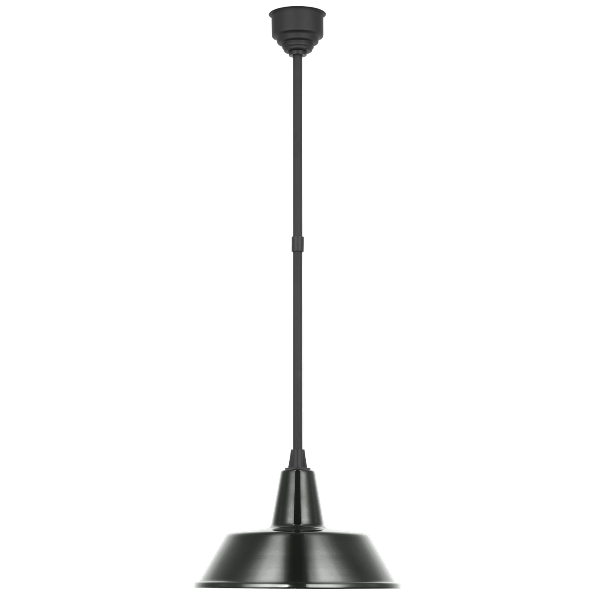 Thomas O'Brien Academy Pendant in Matte Black with 16" Green Bowers Shade Outdoor Lighting W16"