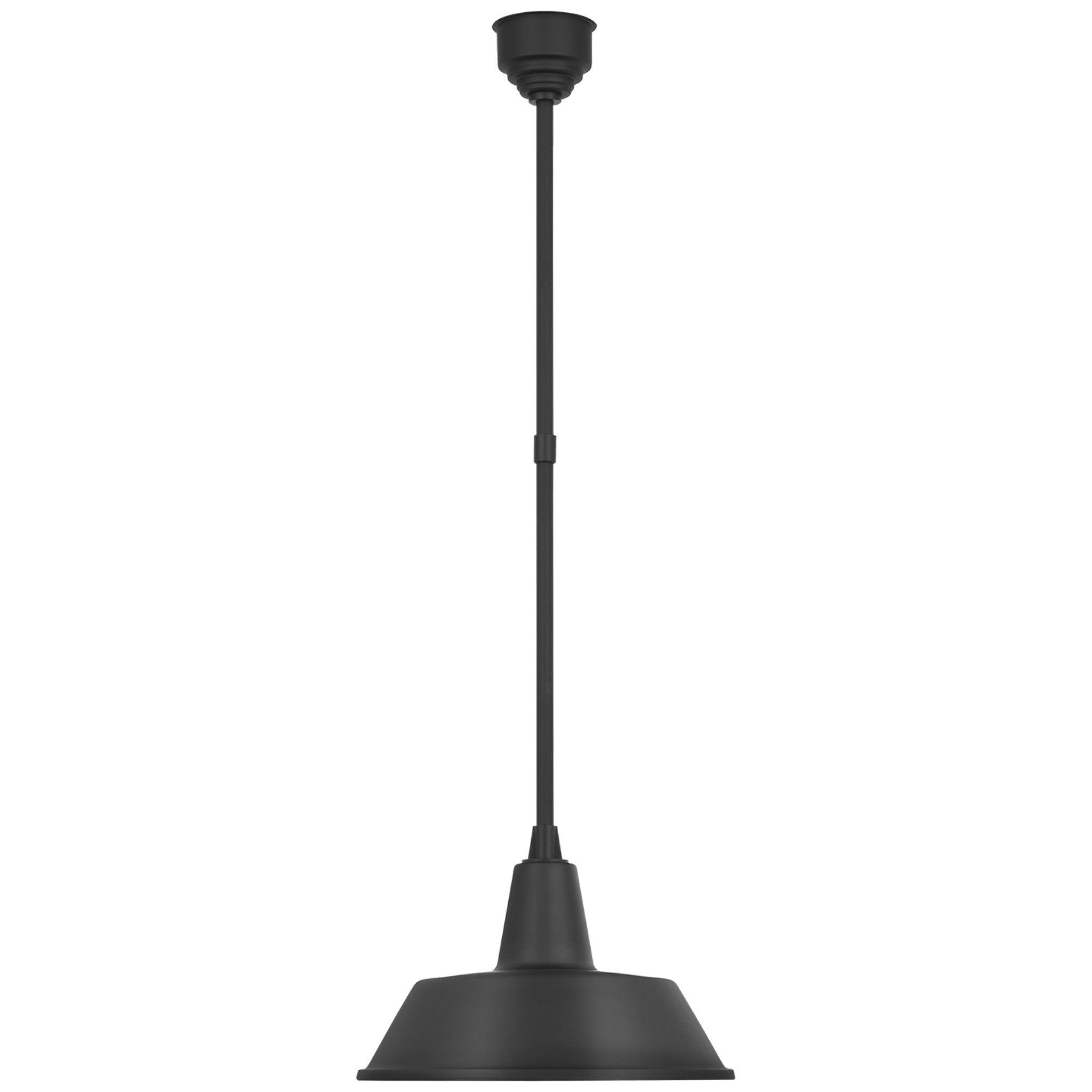 Thomas O'Brien Academy Pendant in Matte Black with 16" Bowers Shade Outdoor Lighting W16"