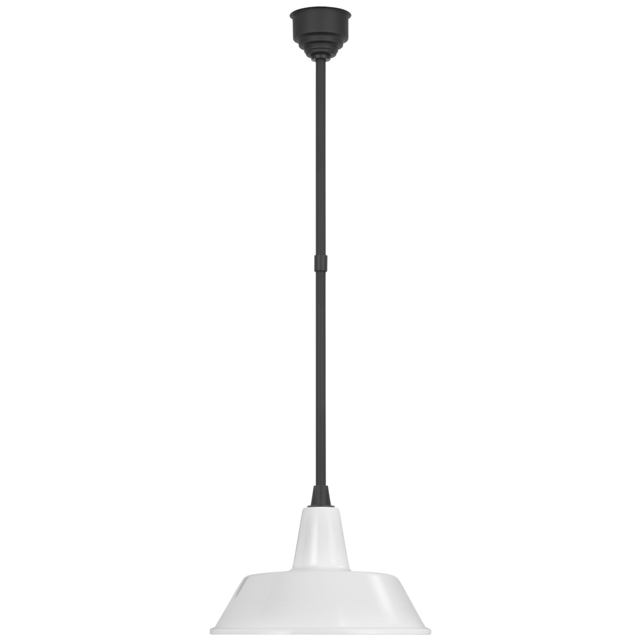 Thomas O'Brien Academy Pendant in Matte Black with 16" White Bowers Shade Outdoor Lighting W16"