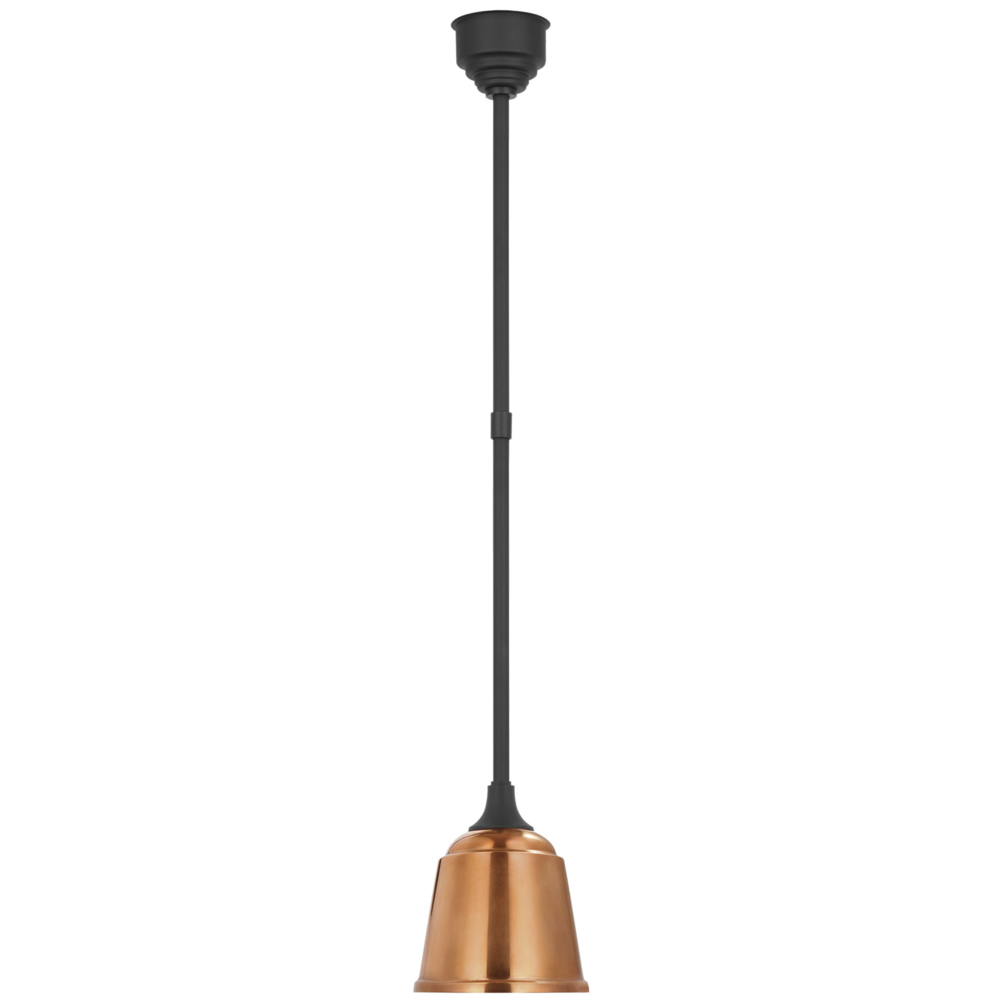 Thomas O'Brien Academy Pendant in Matte Black with 8" Soft Copper Rockhouse Shade Outdoor Lighting W8"