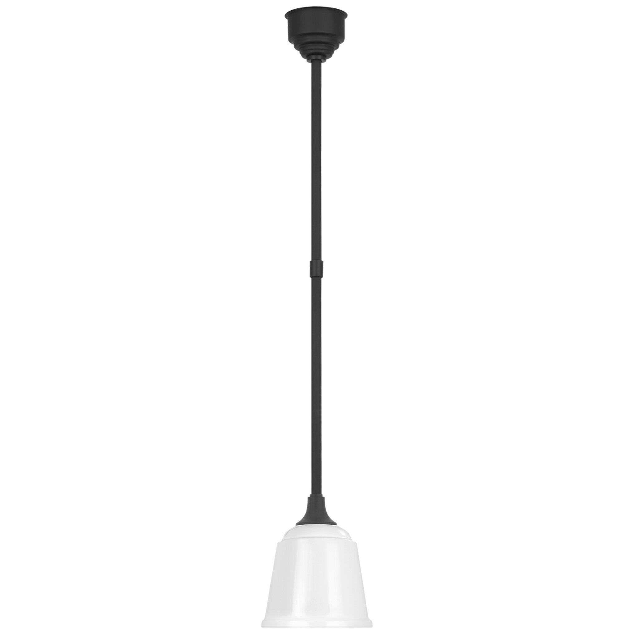 Thomas O'Brien Academy Pendant in Matte Black with 8" White Rockhouse Shade Outdoor Lighting W8"