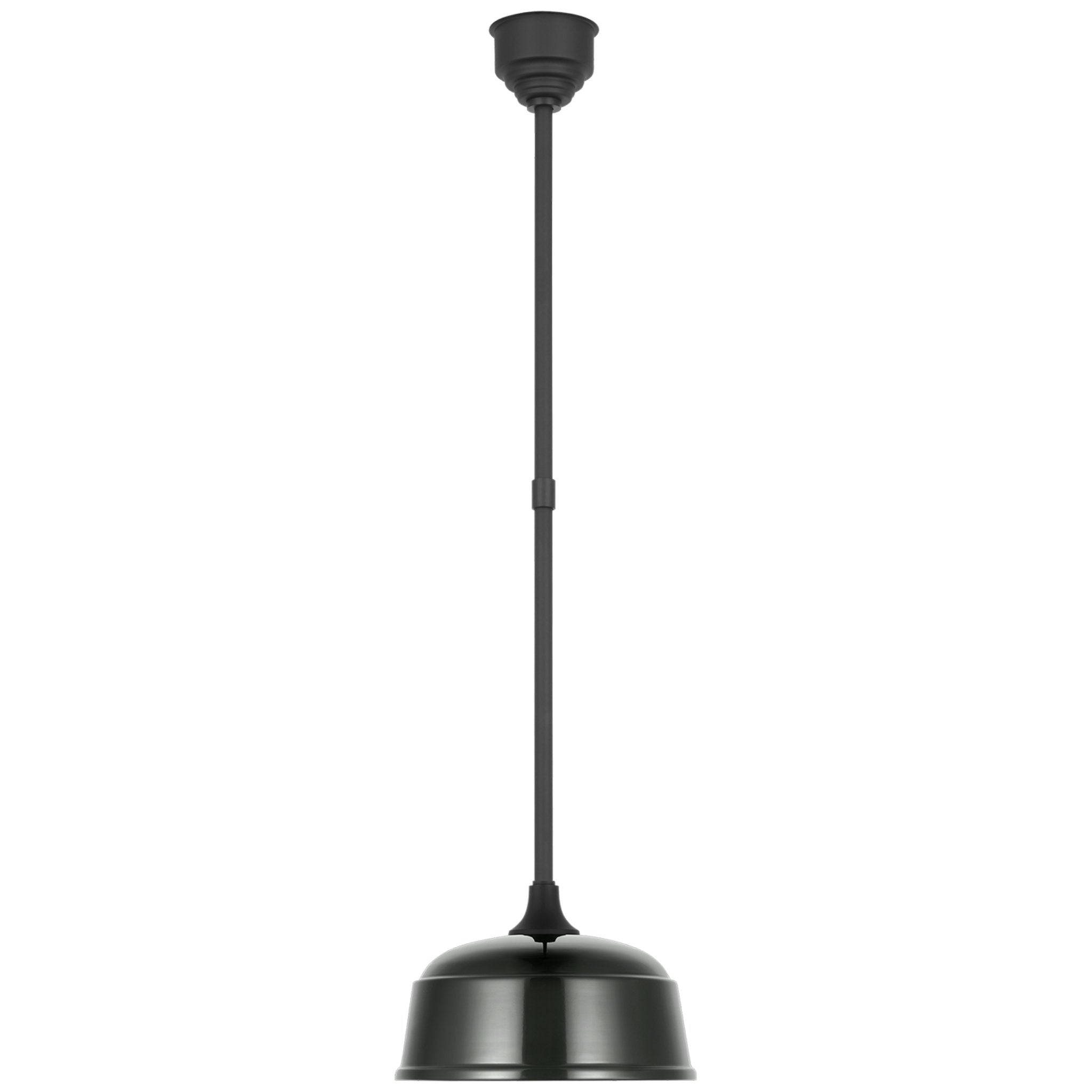 Thomas O'Brien Academy Pendant in Matte Black with 12.5" Green Rockhouse Shade Outdoor Lighting W12.5"