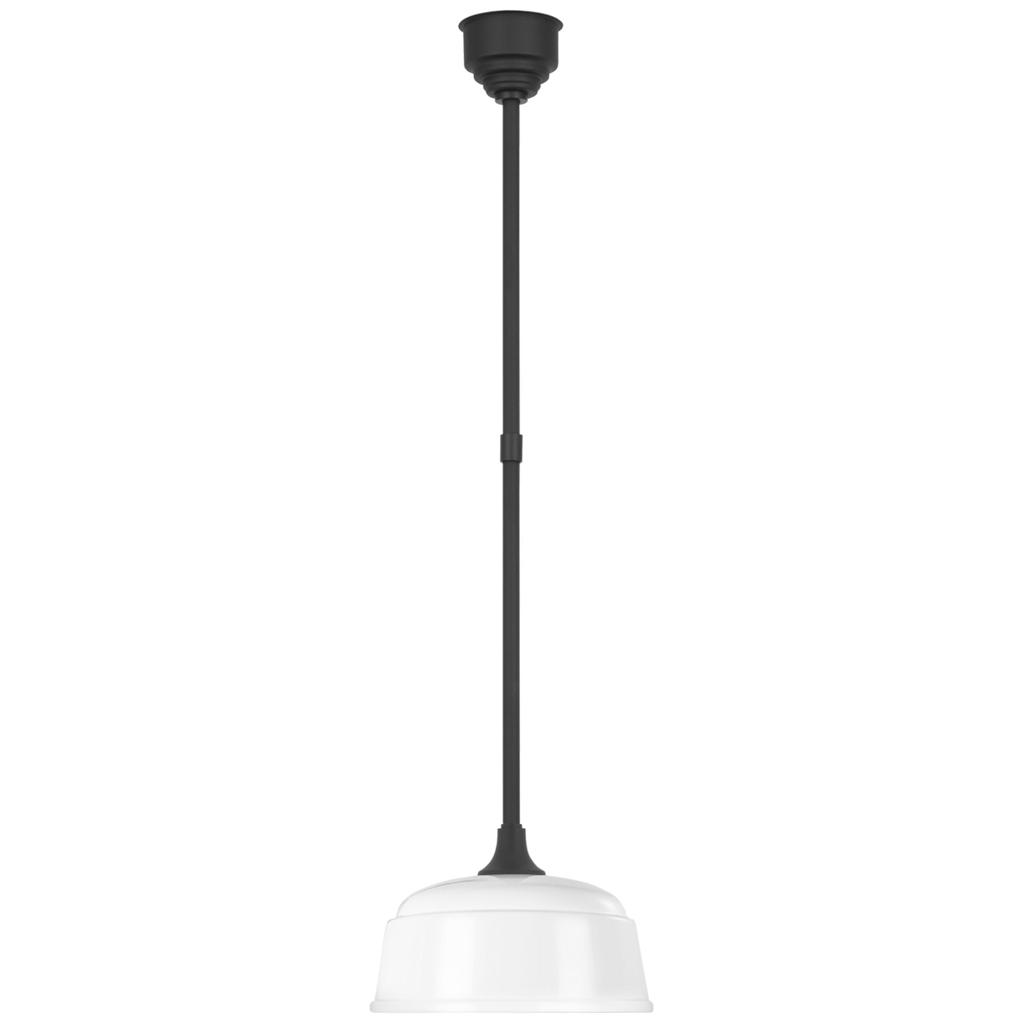 Thomas O'Brien Academy Pendant in Matte Black with 12.5" White Rockhouse Shade Outdoor Lighting W12.5"