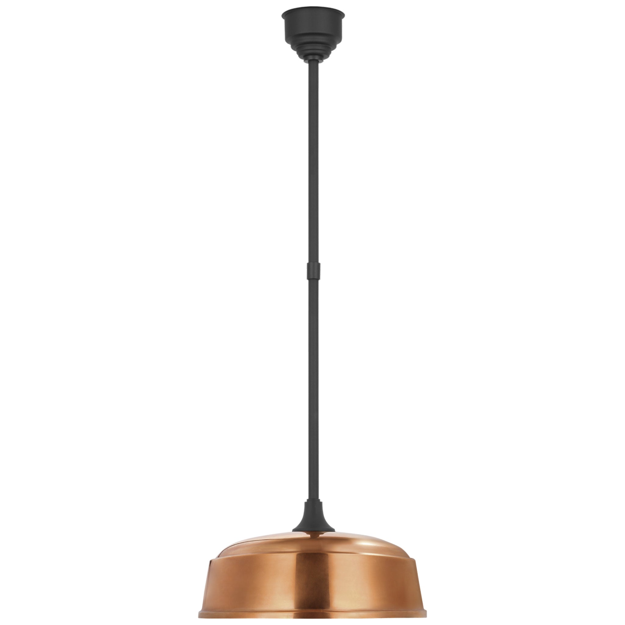 Thomas O'Brien Academy Pendant in Matte Black with 16" Soft Copper Rockhouse Shade Outdoor Lighting W16"