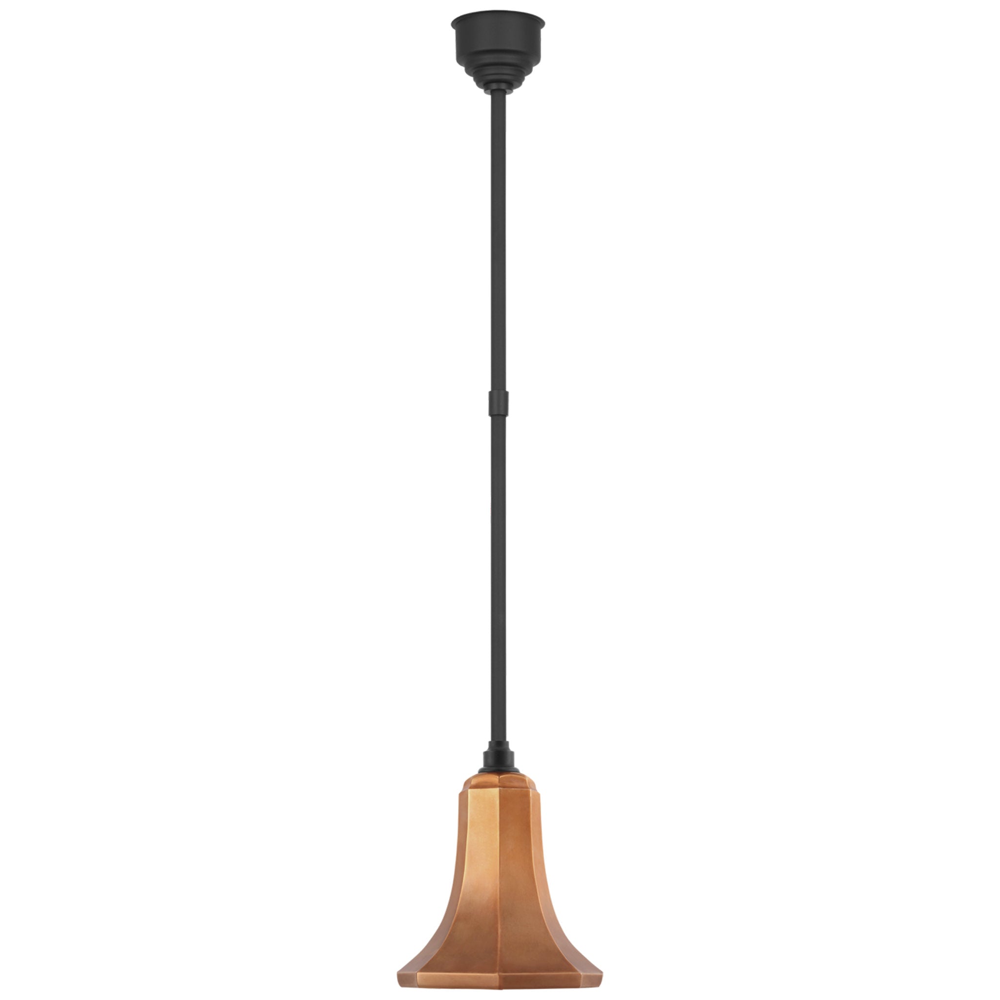 Thomas O'Brien Academy Pendant in Matte Black with 9.25" Soft Copper Savannah Shade Outdoor Lighting W9.25"