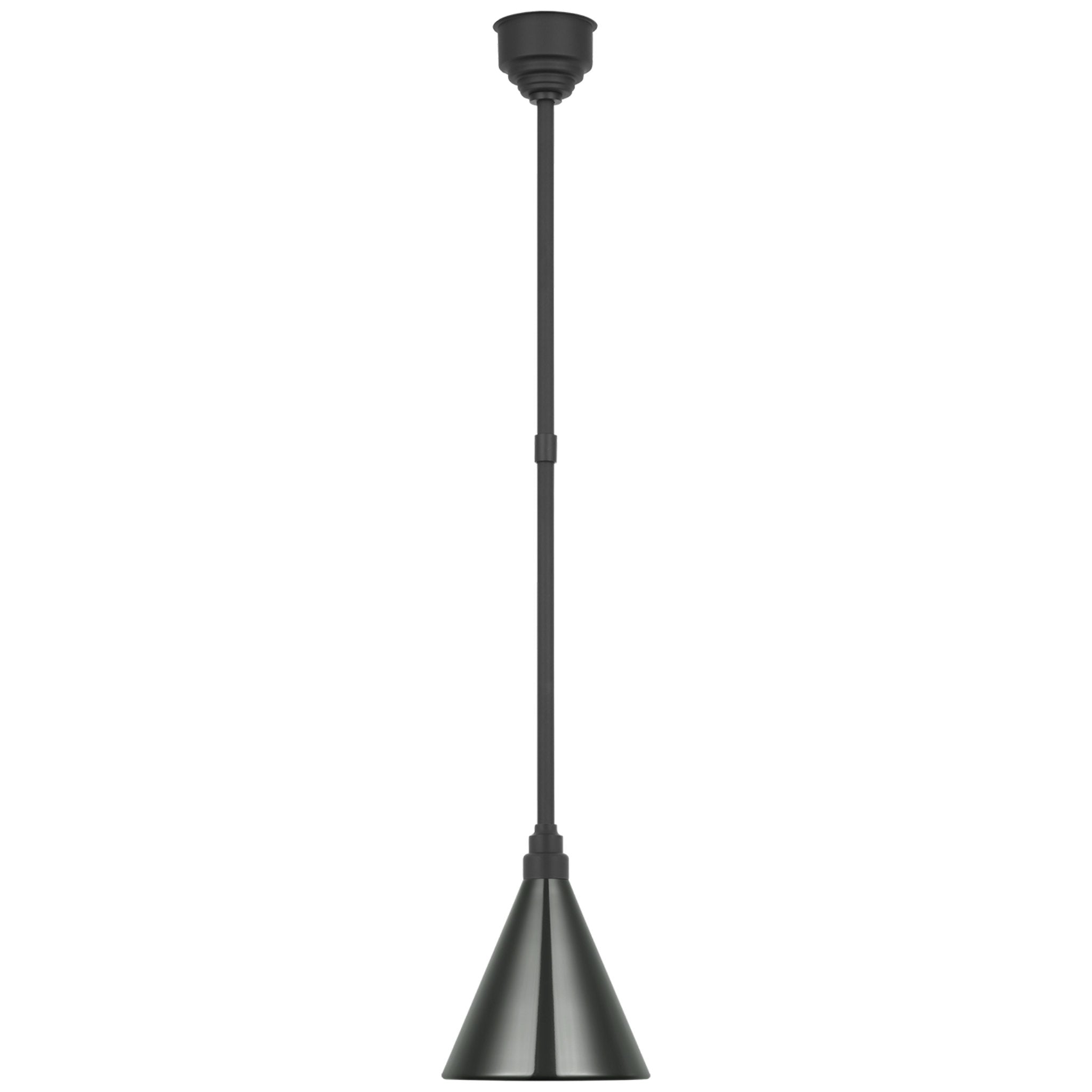 Thomas O'Brien Academy Pendant in Matte Black with 9" Green Conical Savannah Shade Outdoor Lighting W9"