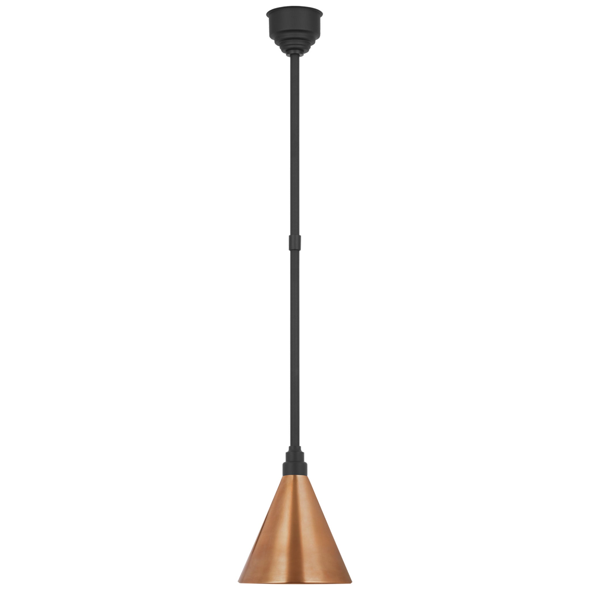 Thomas O'Brien Academy Pendant in Matte Black with 9" Soft Copper Conical Savannah Shade Outdoor Lighting W9"