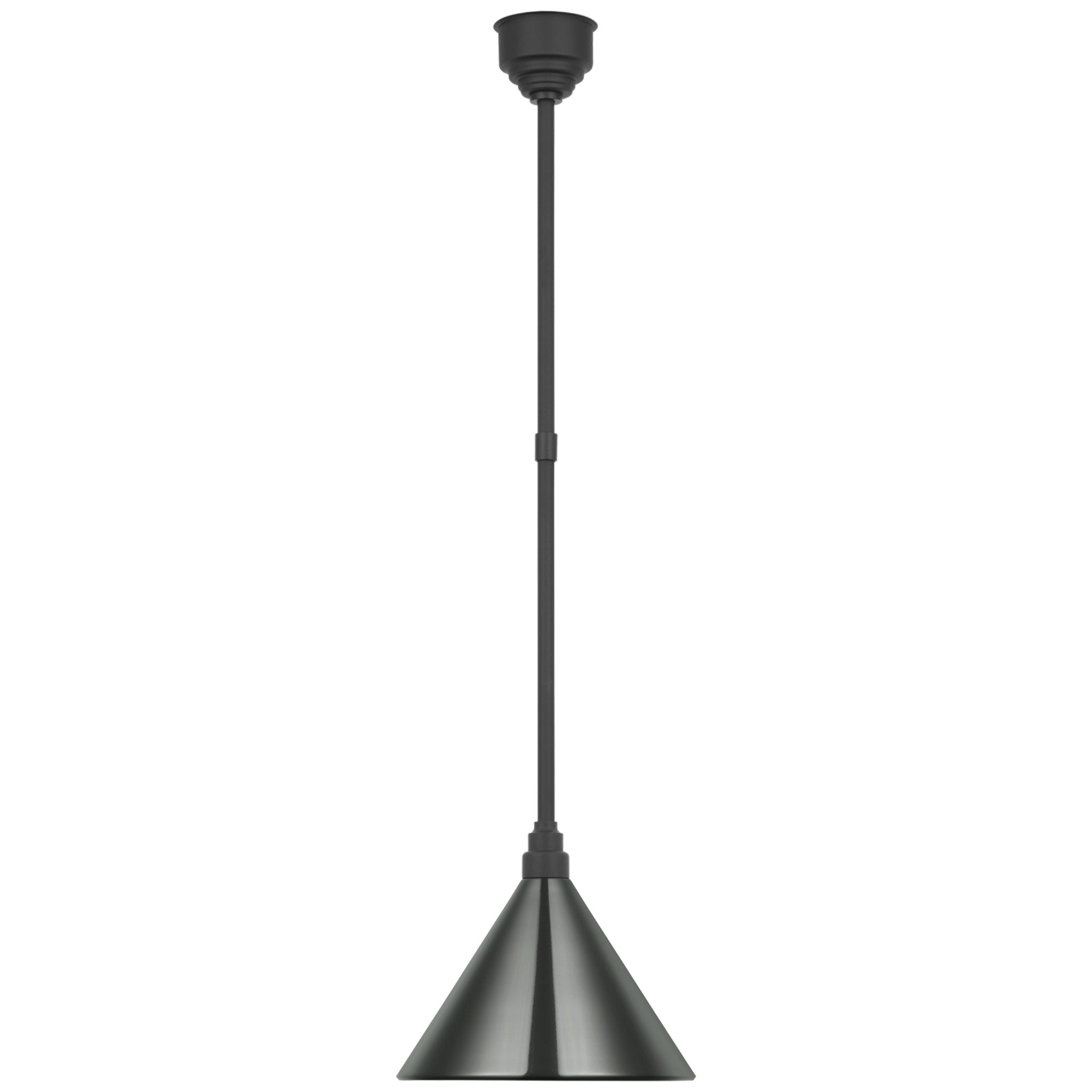Thomas O'Brien Academy Pendant in Matte Black with 12.5" Green Conical Savannah Shade Outdoor Lighting W12.5"