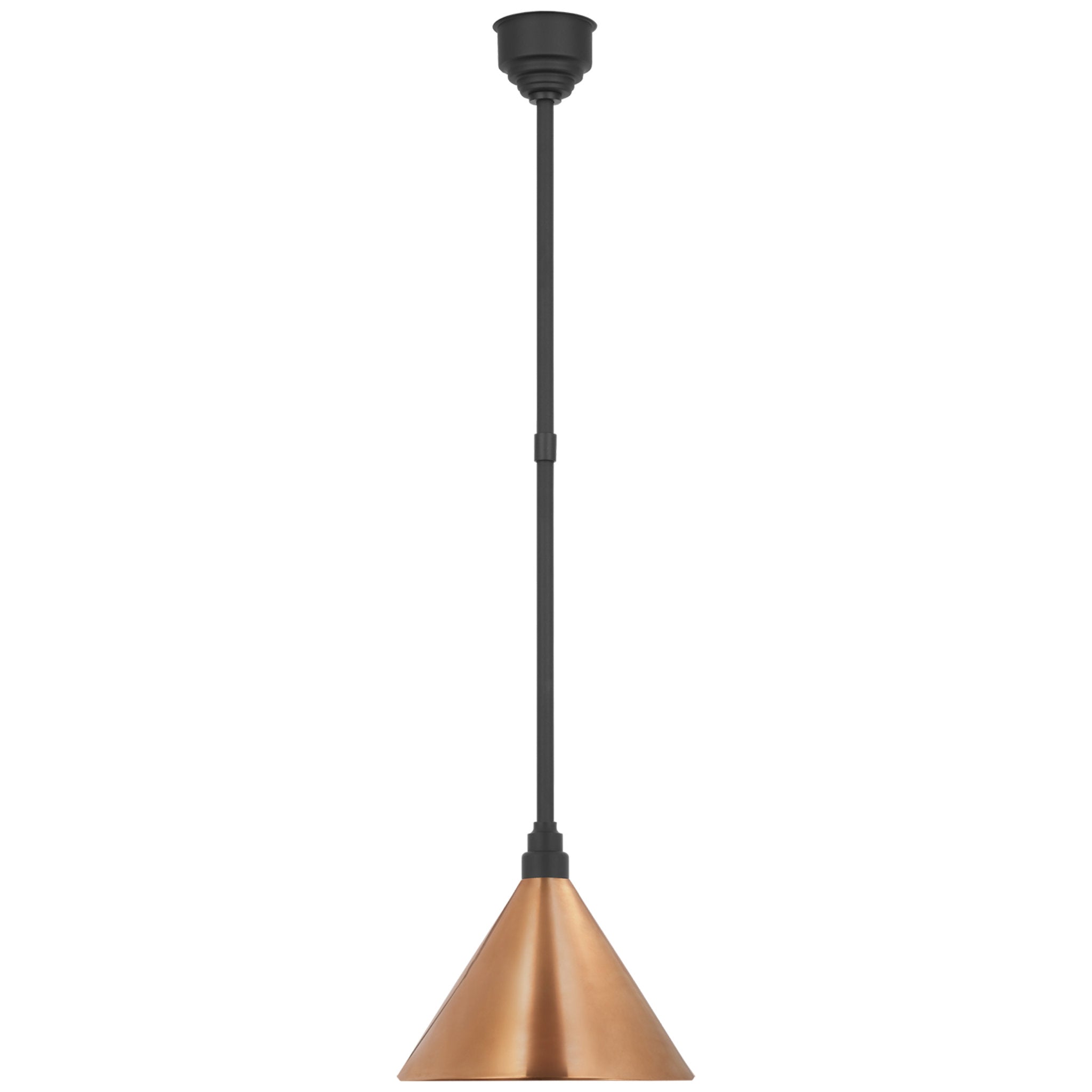 Thomas O'Brien Academy Pendant in Matte Black with 12.5" Soft Copper Conical Savannah Shade Outdoor Lighting W12.5"