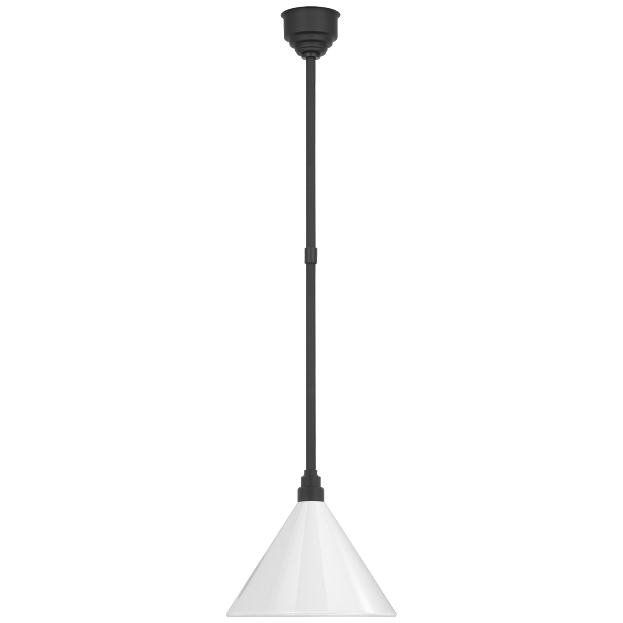 Thomas O'Brien Academy Pendant in Matte Black with 12.5" White Conical Savannah Shade Outdoor Lighting W12.5"