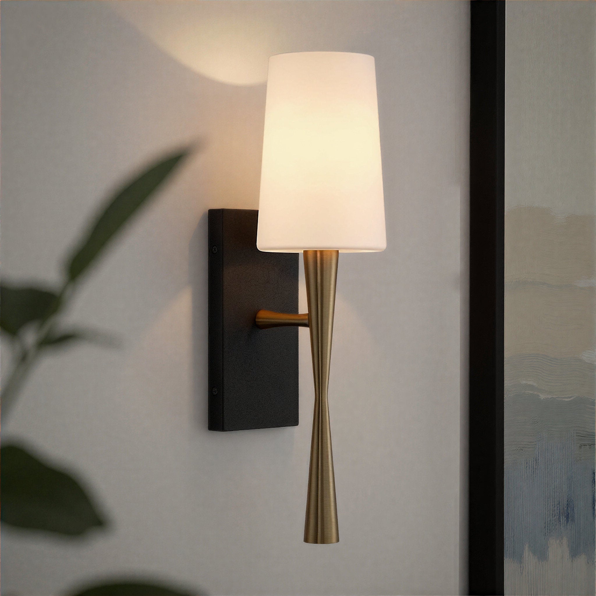 Trenton 5'' Aged Brass + Black Forged Sconce Gold 5"W x 18.5"H x 6.5"D