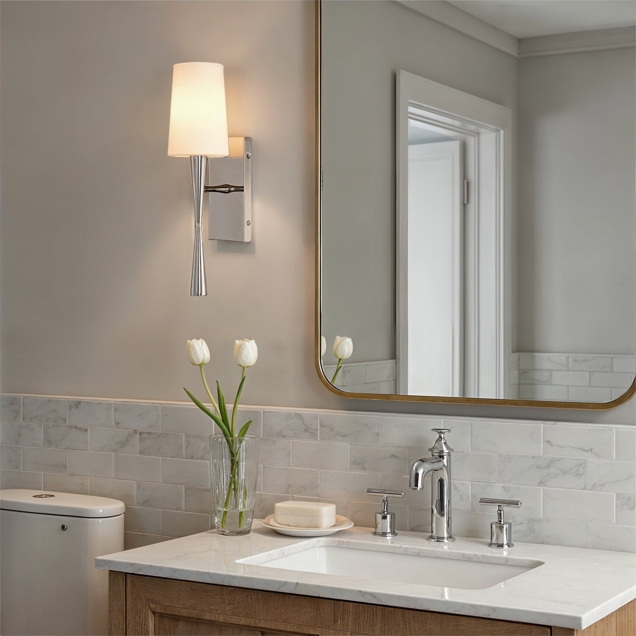 Trenton 5'' Polished Nickel Sconce Silver 5"W x 18.5"H x 6.5"D