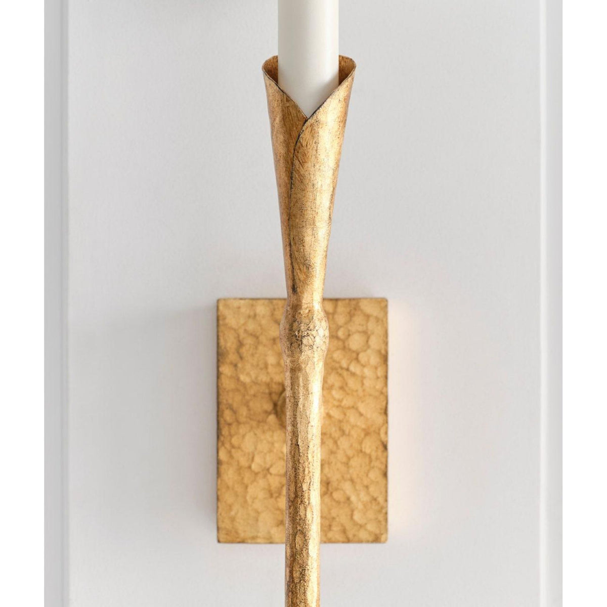 Chapman & Myers Aiden Large Tail Sconce in Gilded Iron with Linen Shade W8.5" x H32" x E8.75"