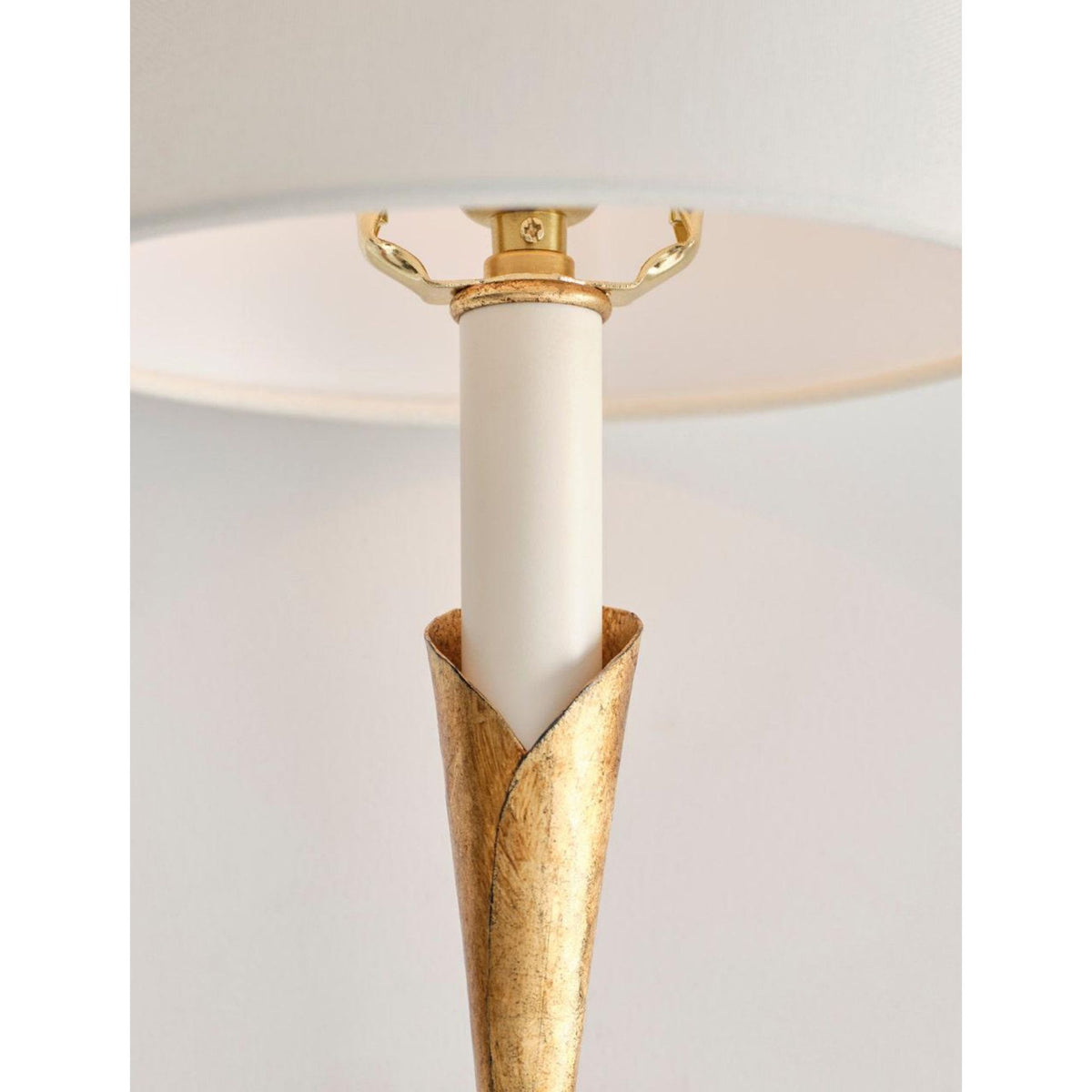 Chapman & Myers Aiden Large Tail Sconce in Gilded Iron with Linen Shade W8.5" x H32" x E8.75"